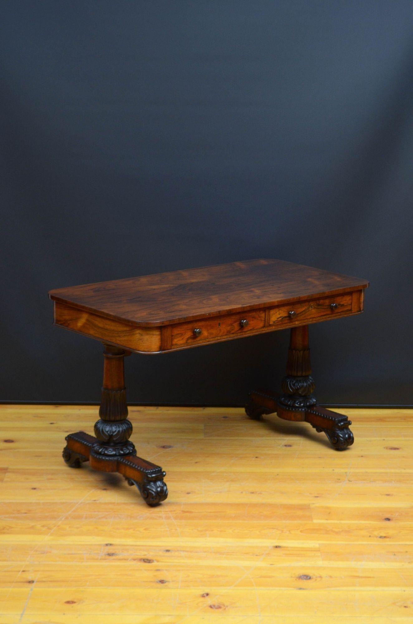 English George IV Rosewood Library Table in the Manner of Gillows For Sale