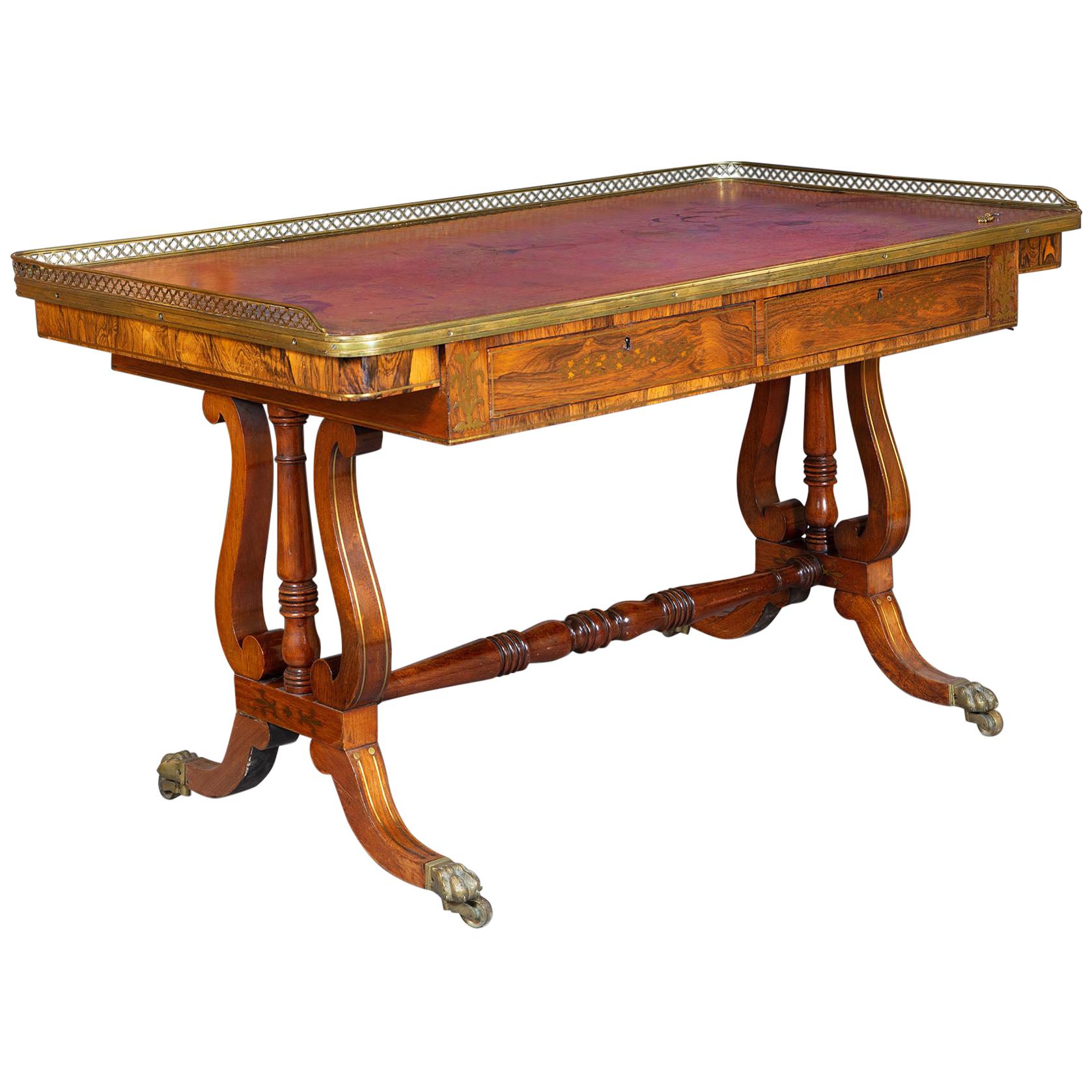 George IV Rosewood Writing Table For Sale