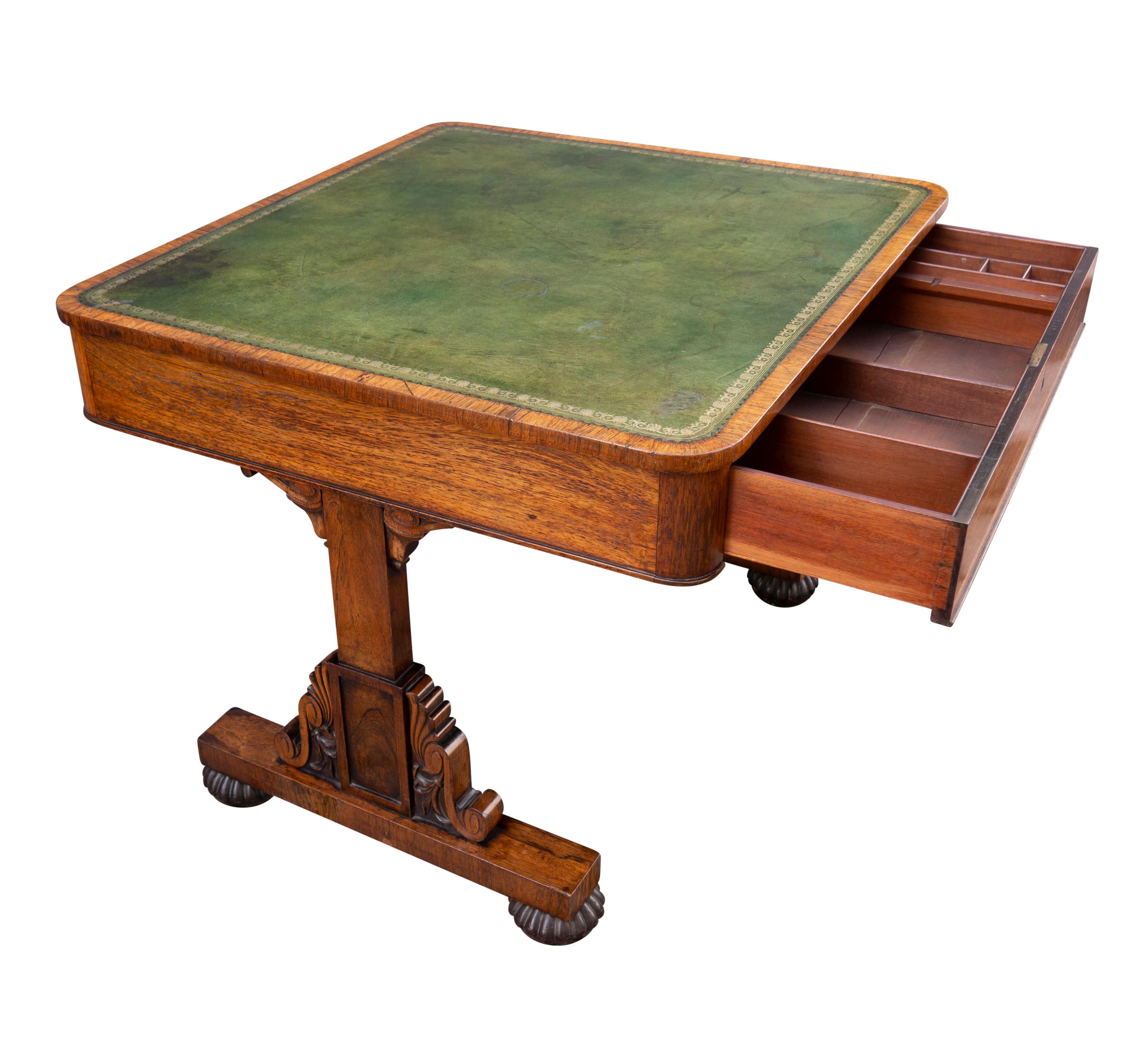 George IV Rosewood Writing Table Signed By Maker For Sale 5