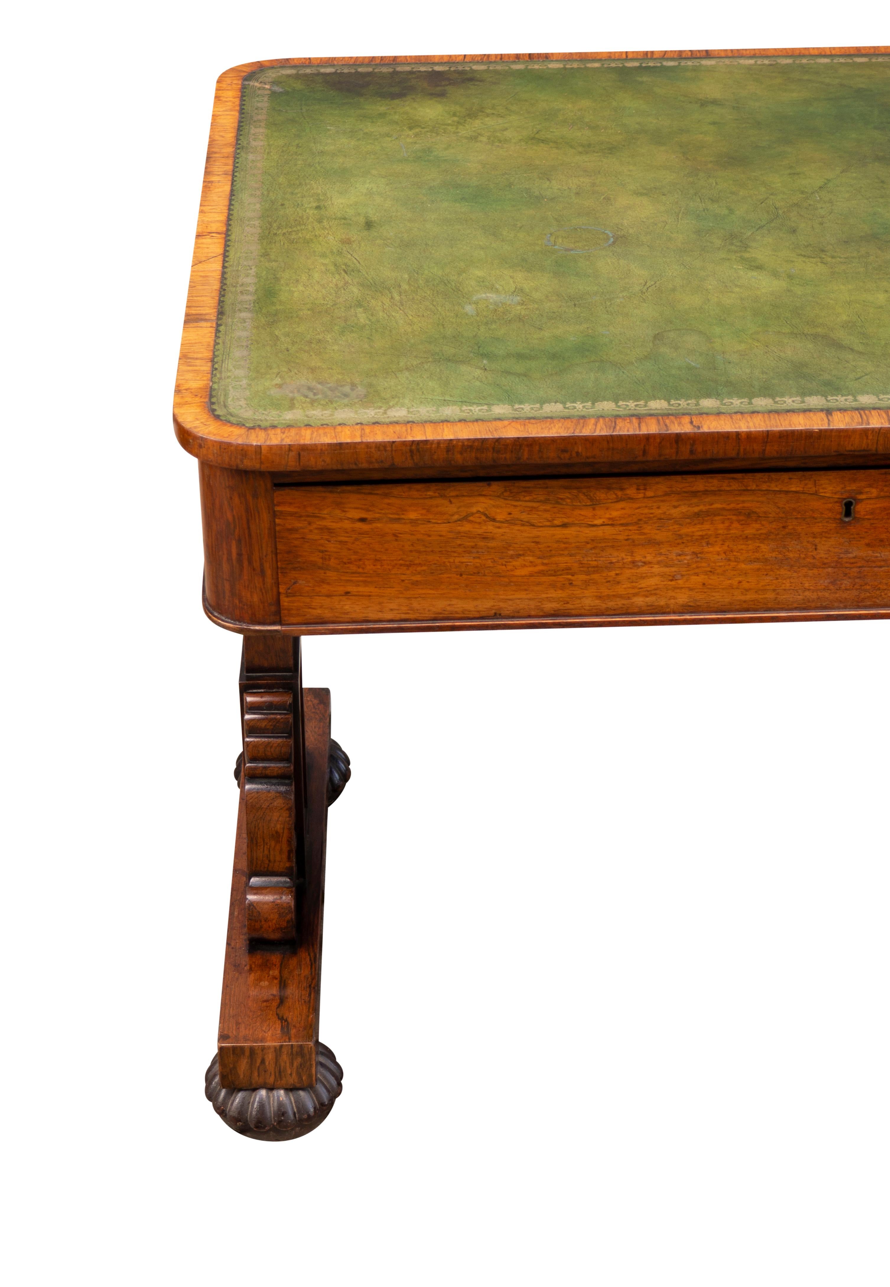 George IV Rosewood Writing Table Signed By Maker For Sale 6