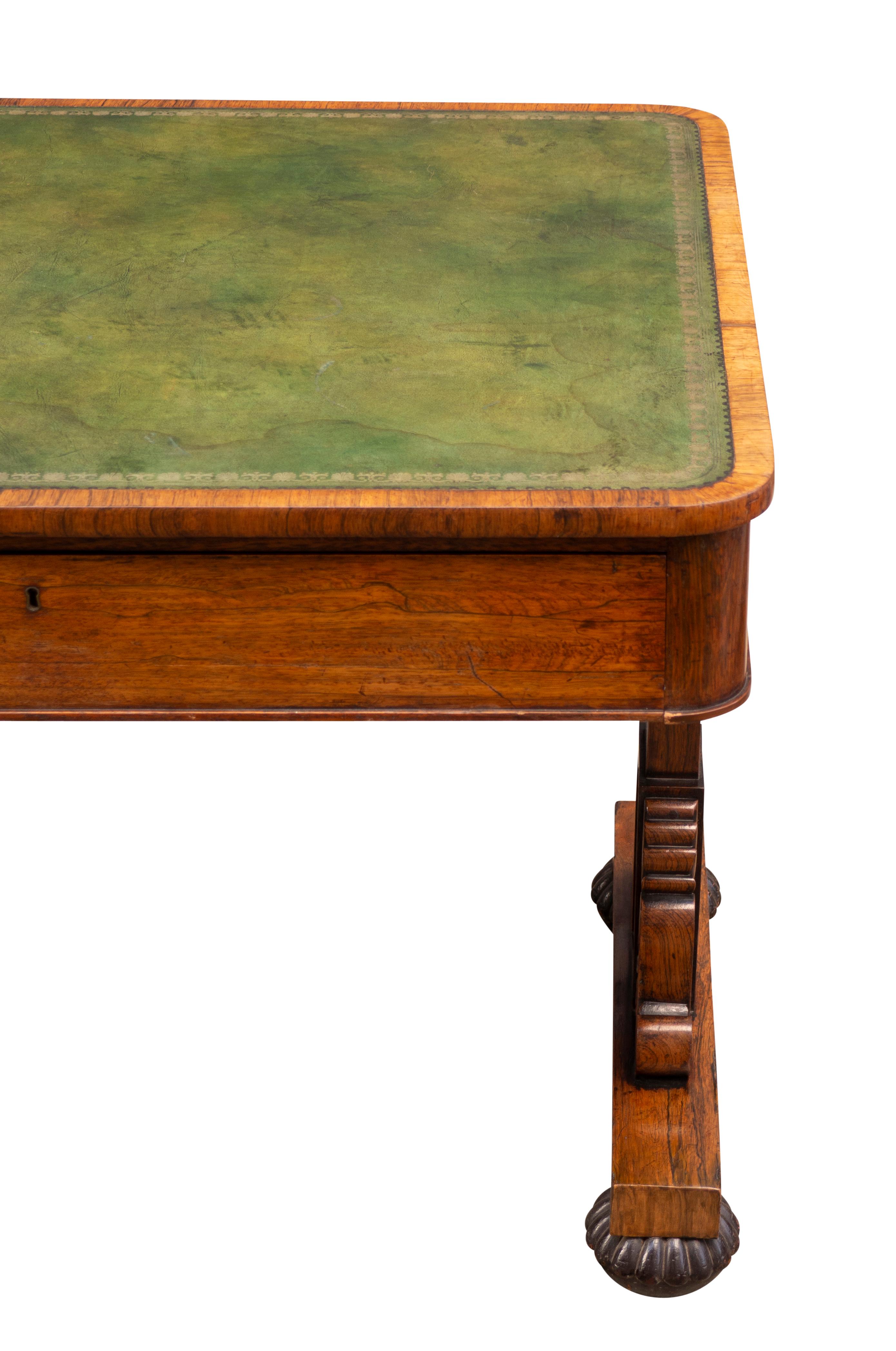 George IV Rosewood Writing Table Signed By Maker For Sale 7
