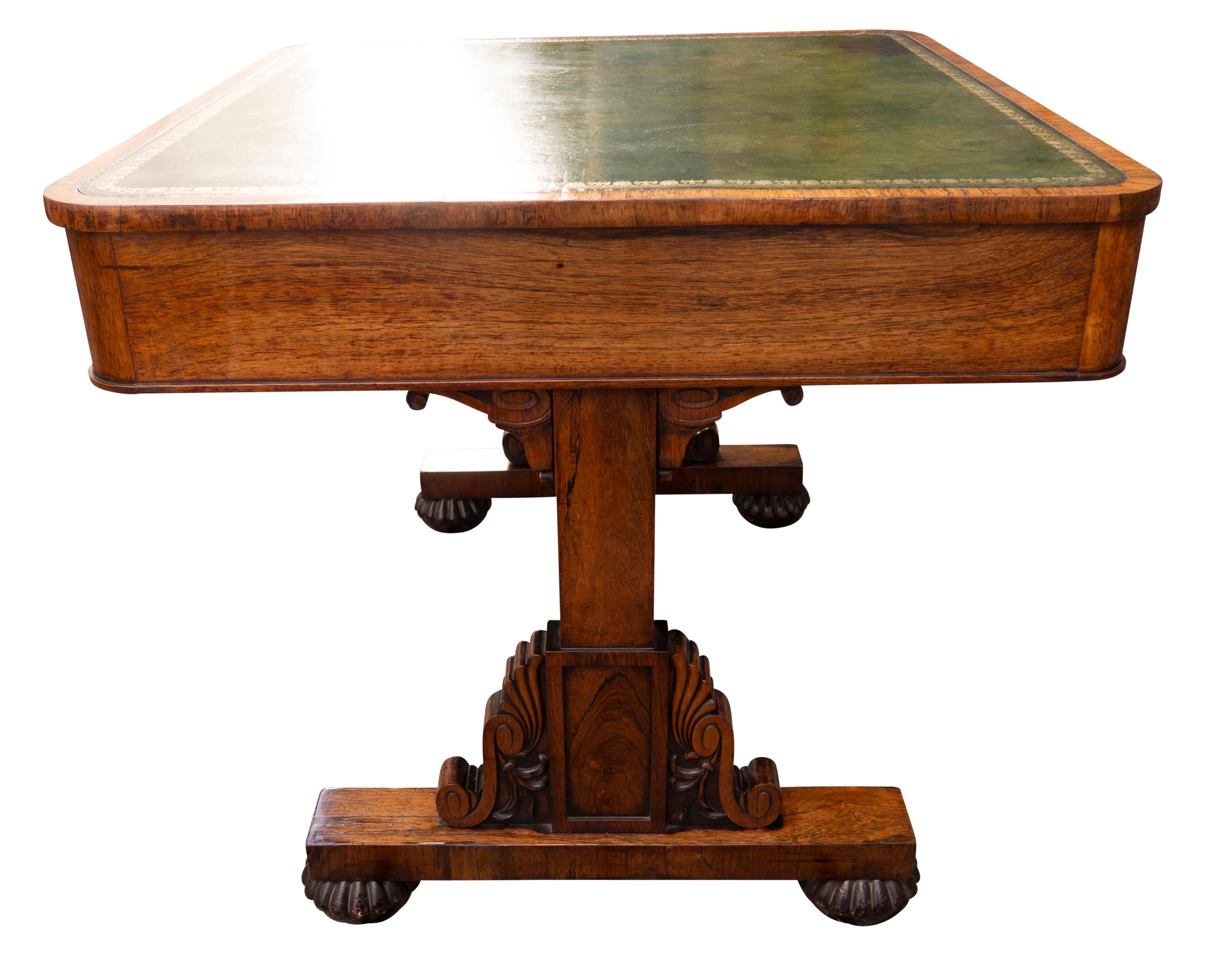 George IV Rosewood Writing Table Signed By Maker For Sale 2