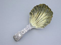 George IV Silver Gilt Shell Bowl Caddy Spoon by William Esterbrook London, 1827