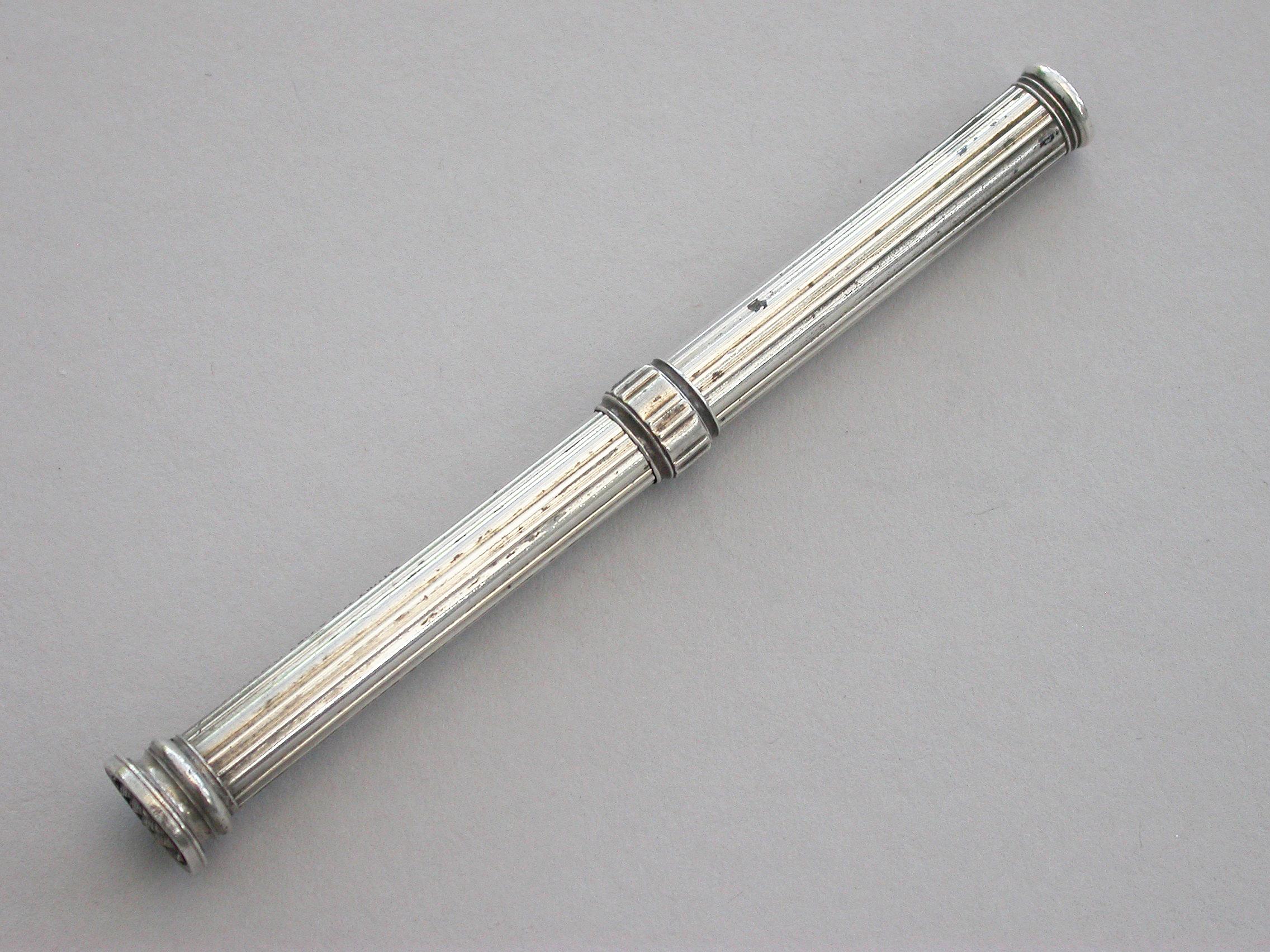 English George IV Silver Sliding Mechanical Propelling Pencil by Butler & Co, circa 1825 For Sale
