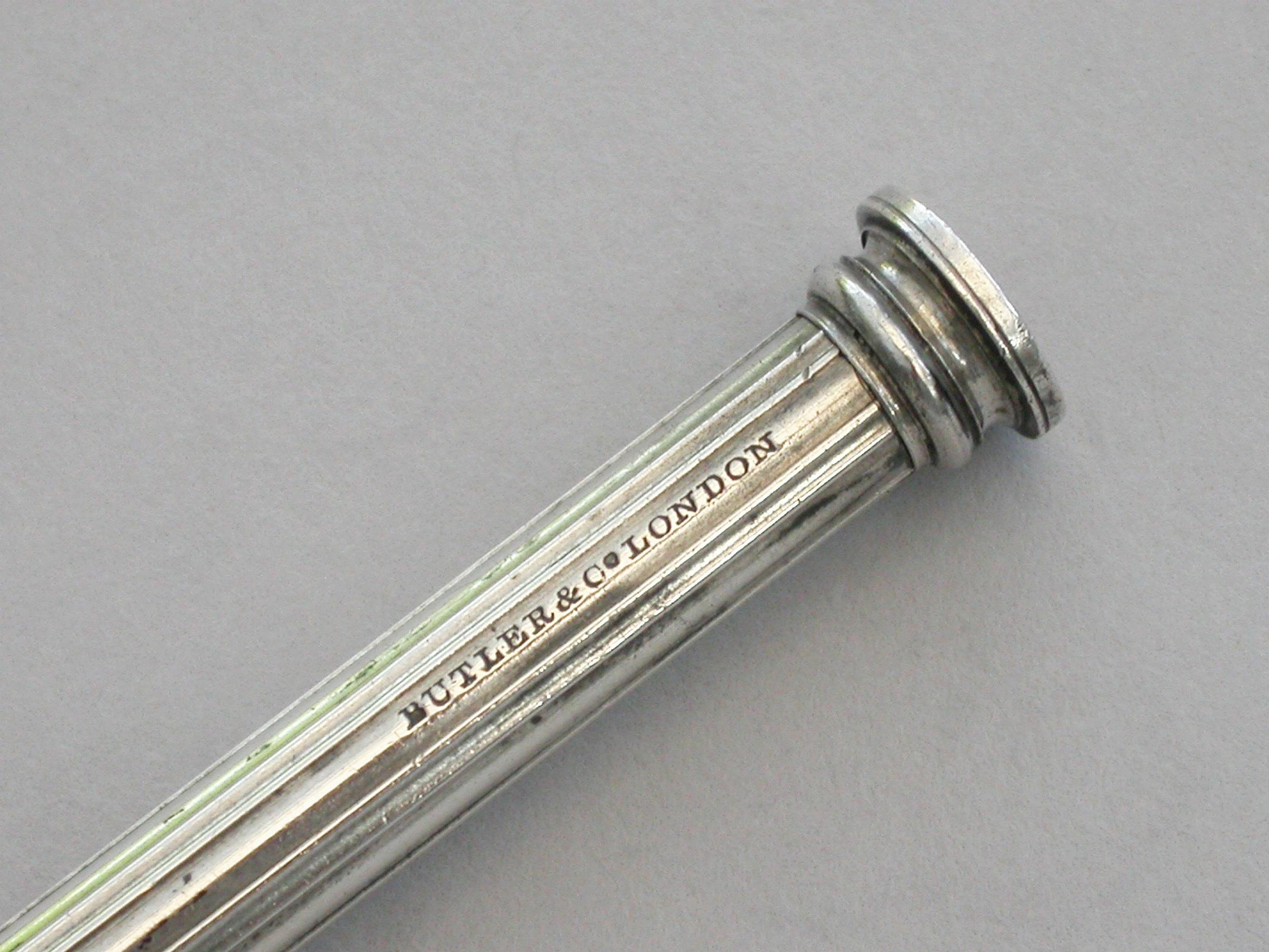 George IV Silver Sliding Mechanical Propelling Pencil by Butler & Co, circa 1825 For Sale 1