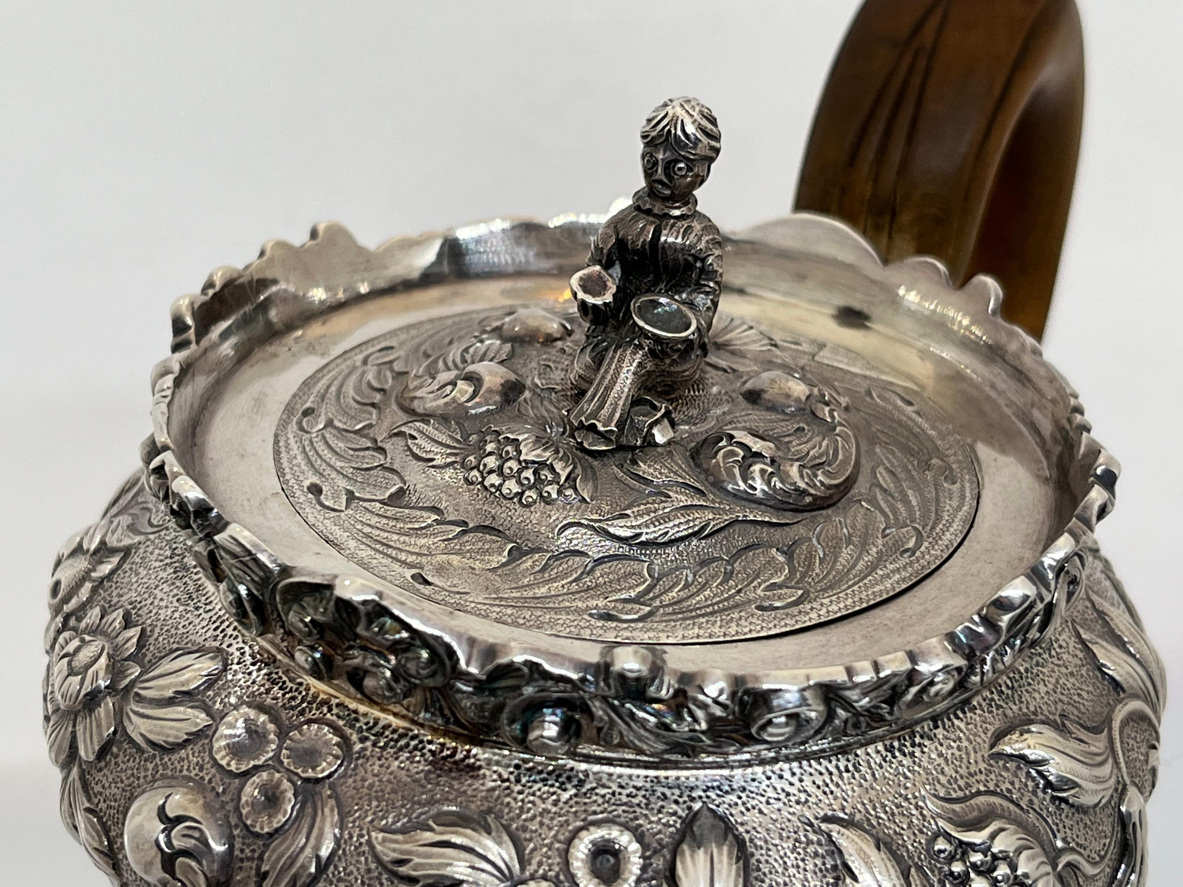 George IV Silver Tea or Coffee Pot Decorated with the Chinese Tea Harvest 2