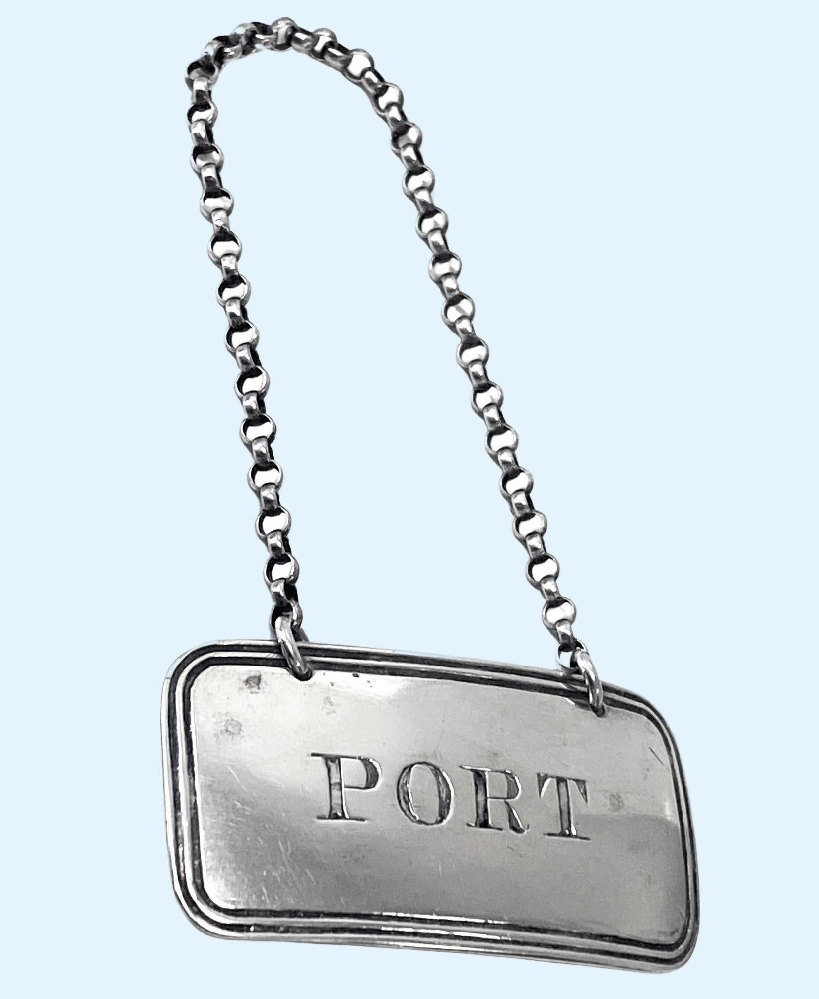 19th Century George IV silver Wine Label Port, English For Sale