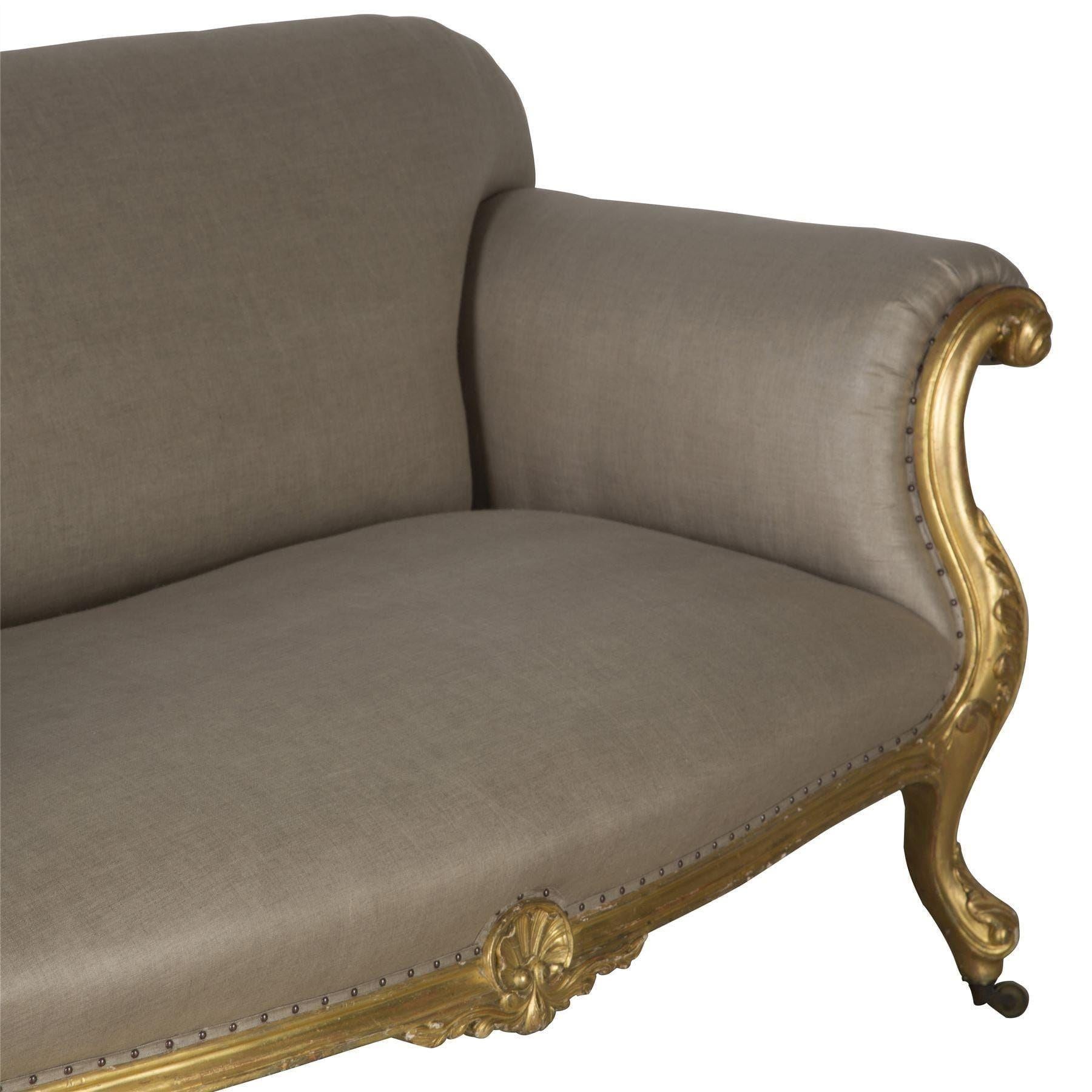 English George IV Small Giltwood Sofa For Sale