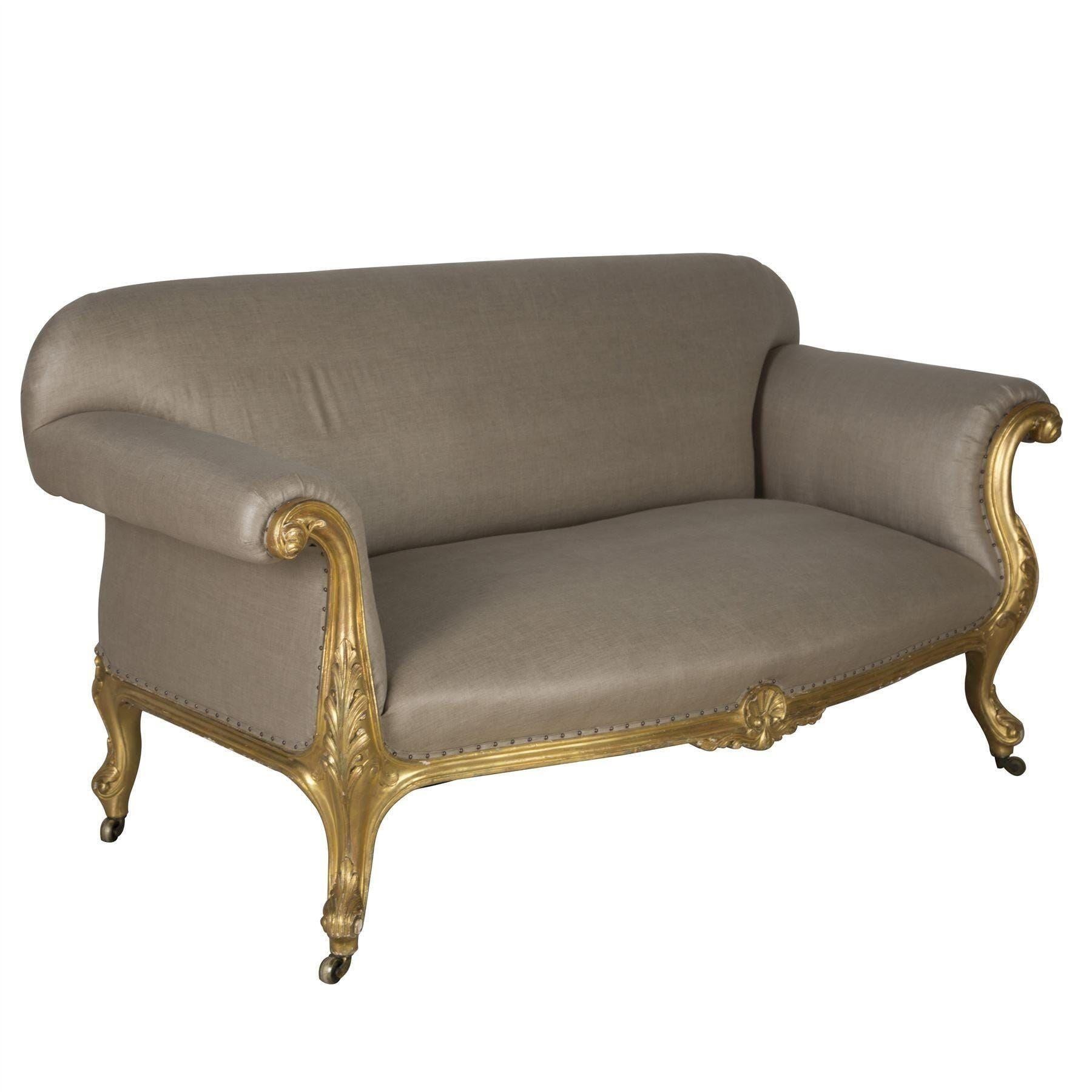 18th Century and Earlier George IV Small Giltwood Sofa For Sale