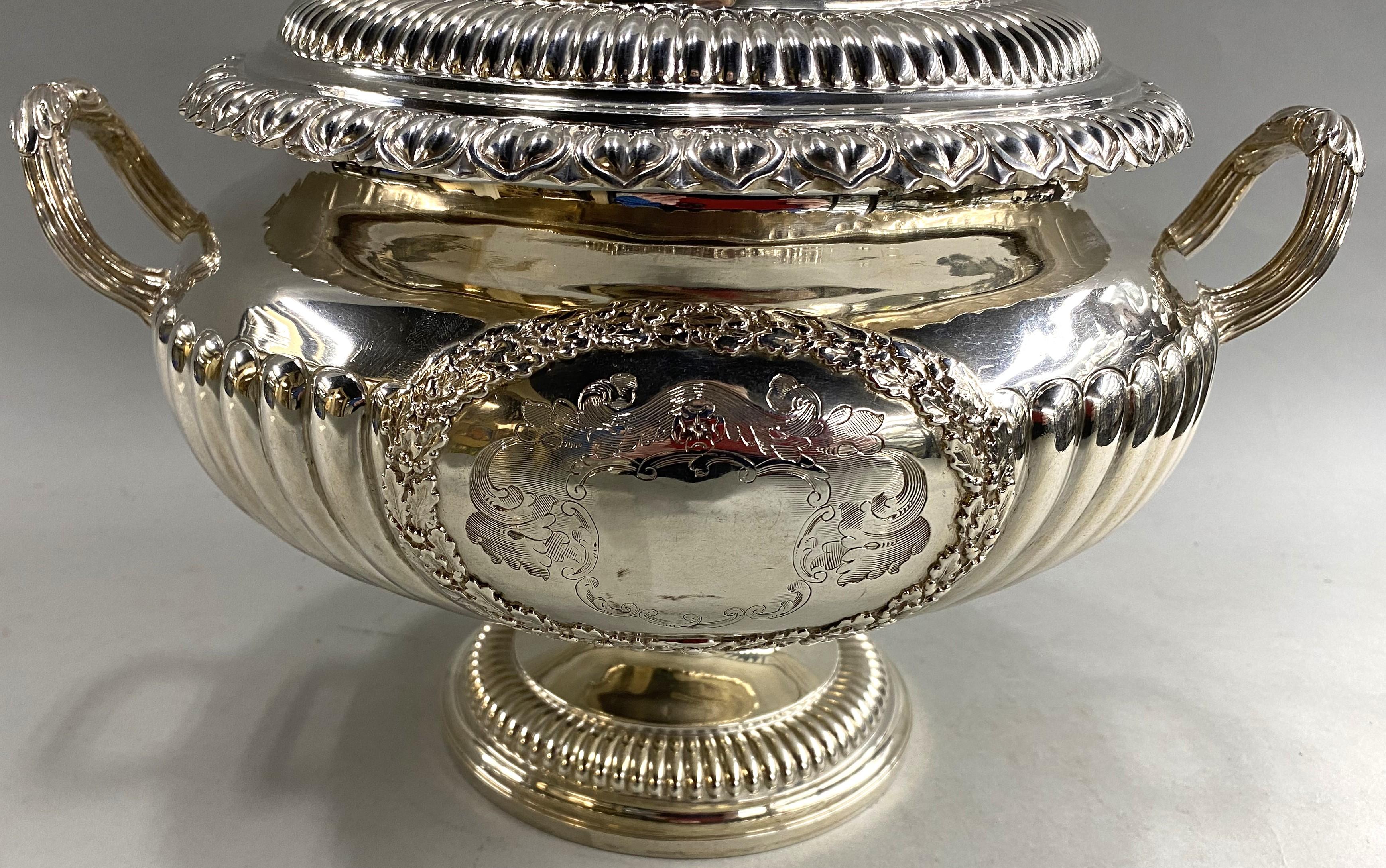 English George IV Sterling Silver Covered Soup Tureen, Samuel Hennell, London c 1822 For Sale