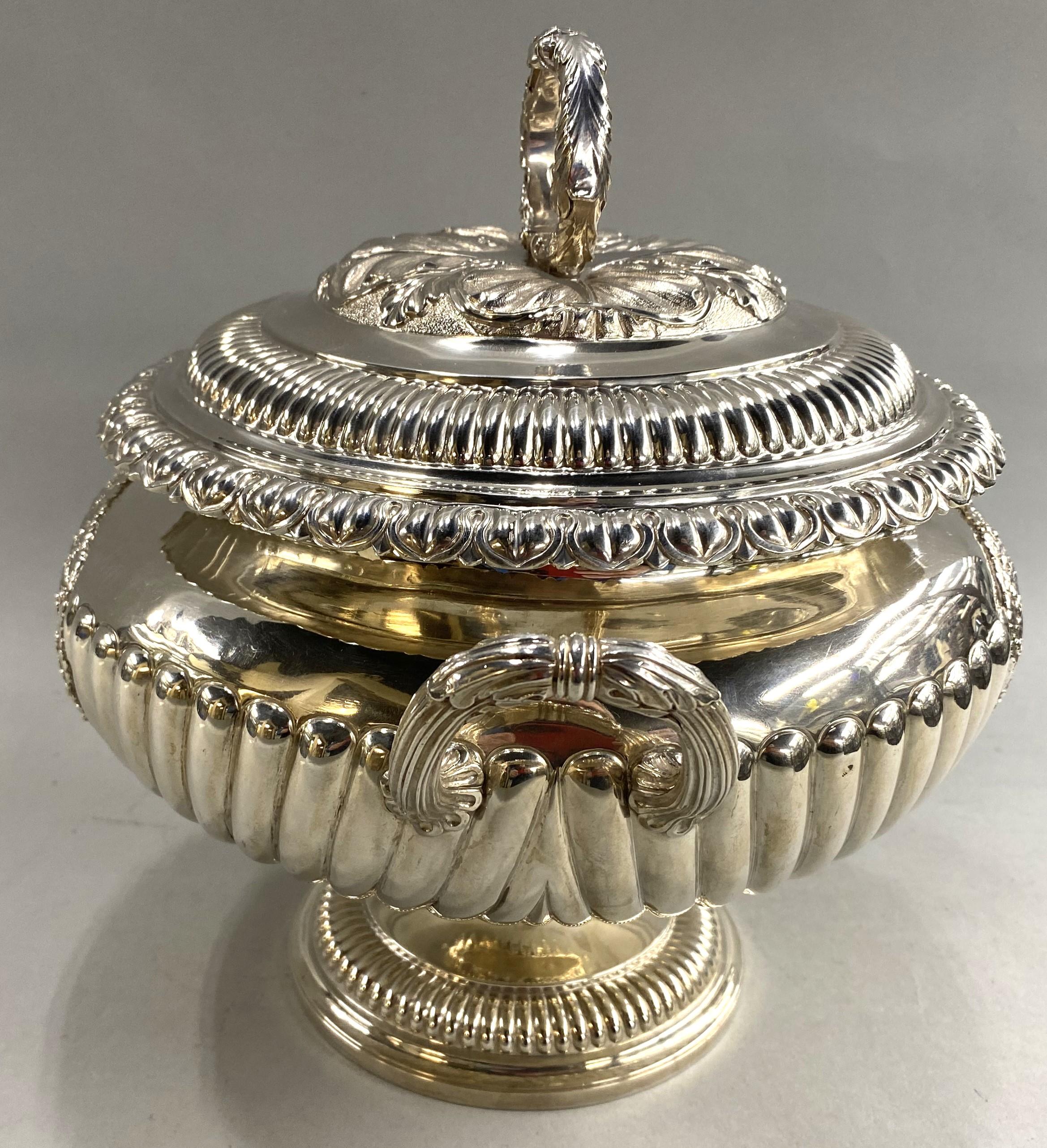 George IV Sterling Silver Covered Soup Tureen, Samuel Hennell, London c 1822 In Good Condition For Sale In Milford, NH