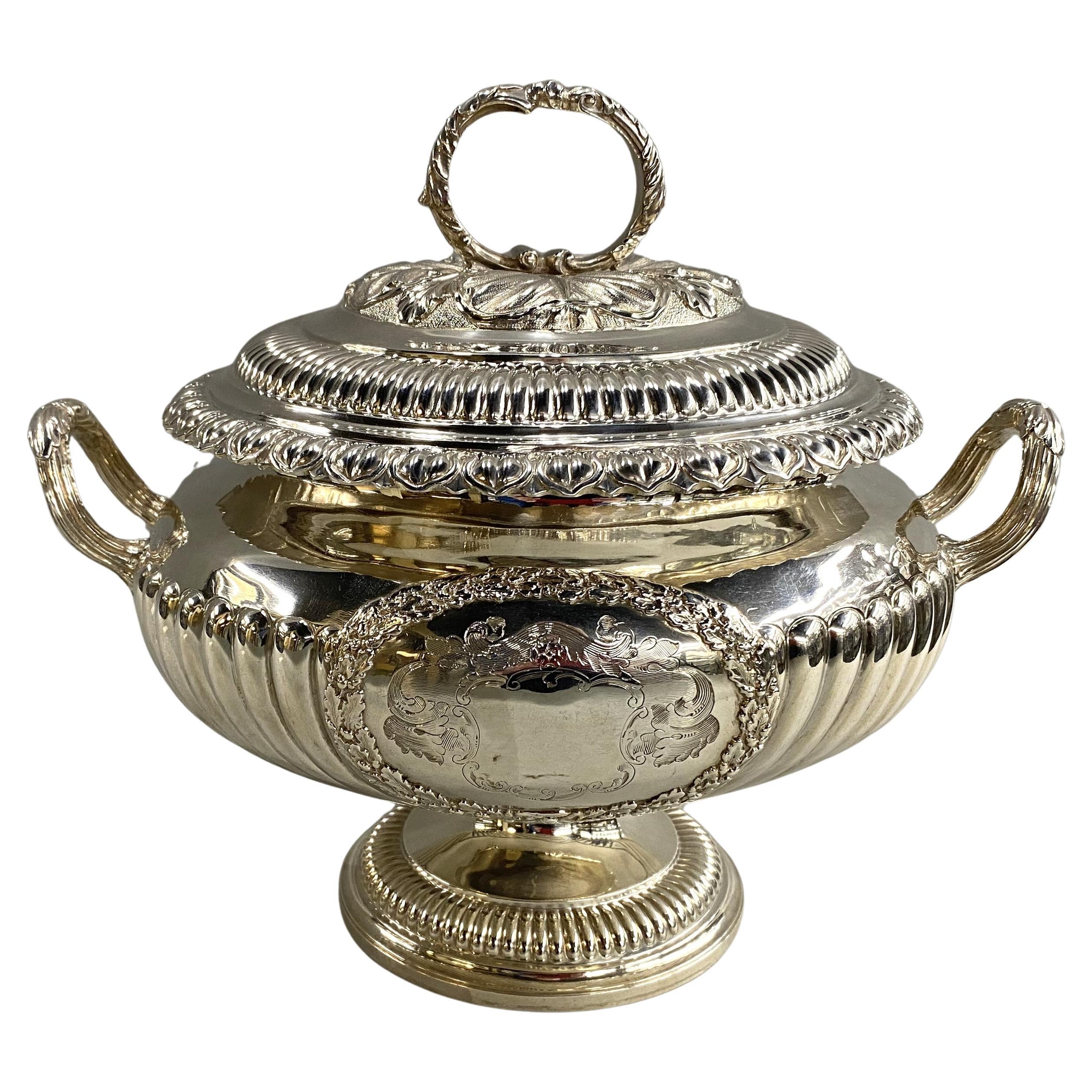 George IV Sterling Silver Covered Soup Tureen, Samuel Hennell, London c 1822