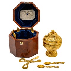 George IV Sterling Silver Gilt Sugar Set London 1836 by Edward Farrel