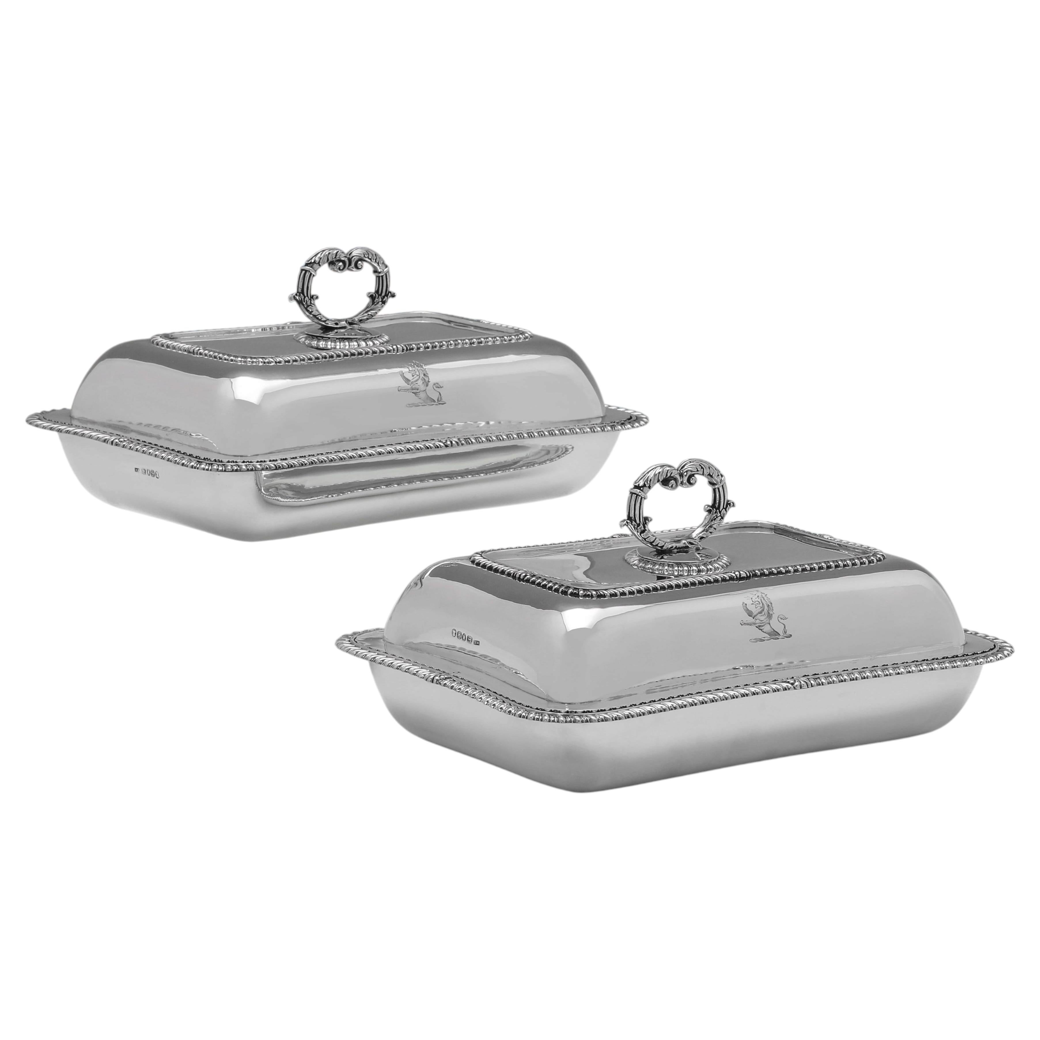 George IV Sterling Silver Pair of Entree Dishes, William Eaton, 1820