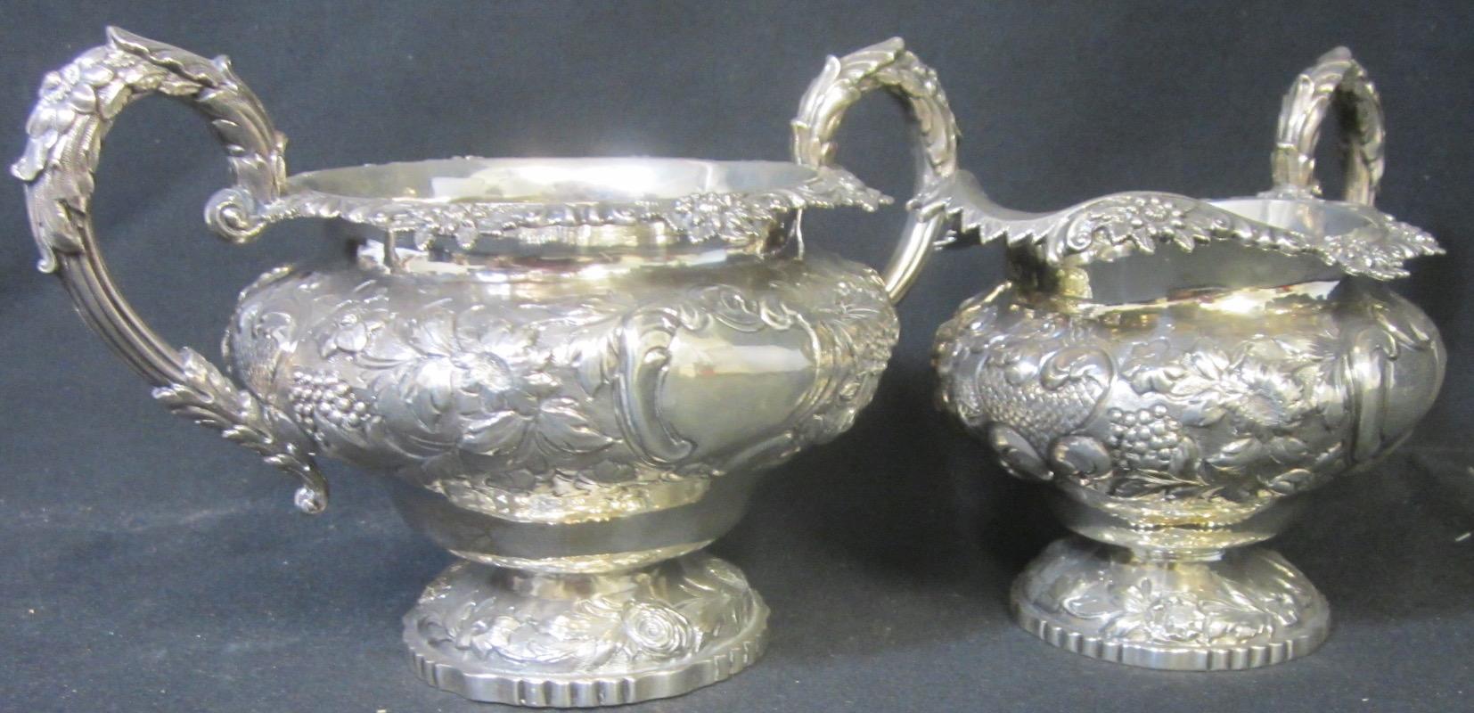English George IV Sterling Silver Sugar Bowl and Cream Jug