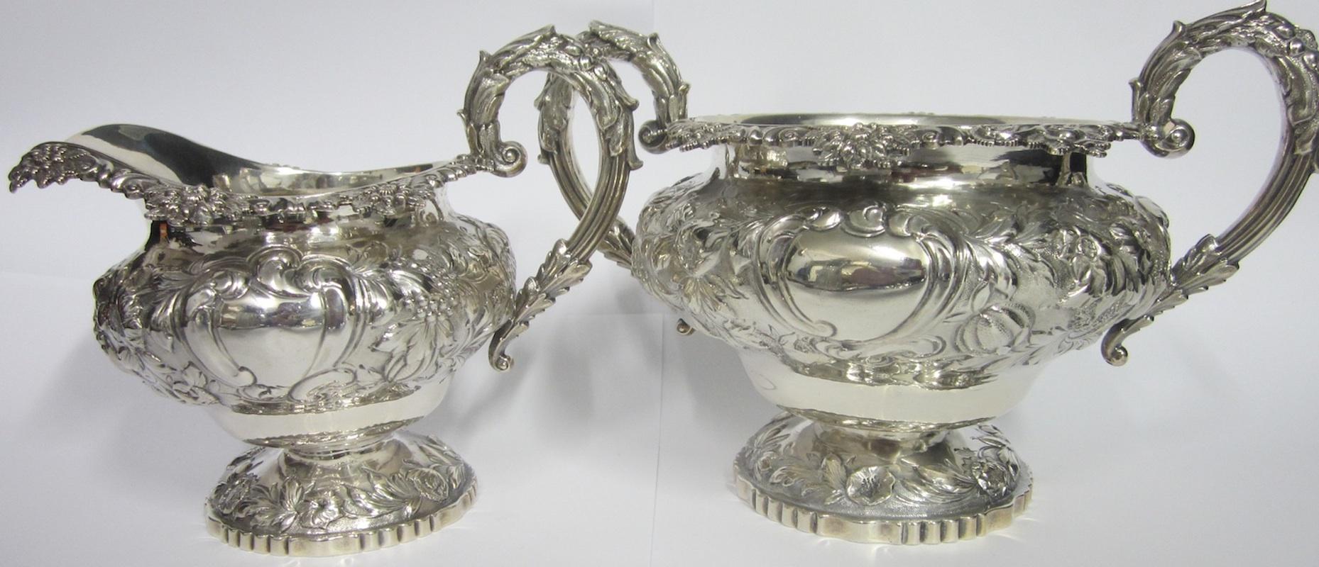 Early 19th Century George IV Sterling Silver Sugar Bowl and Cream Jug