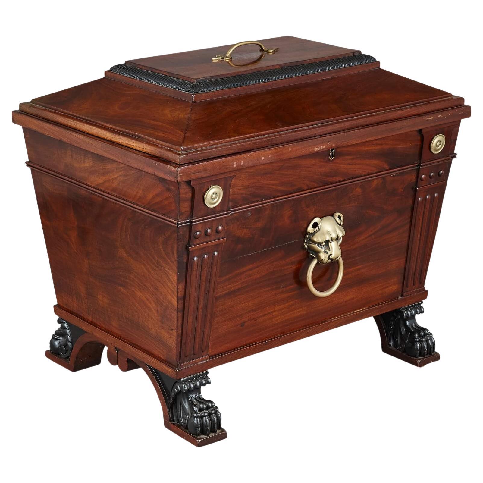 George IV Style Brass-Mounted Mahogany Wine Cooler For Sale