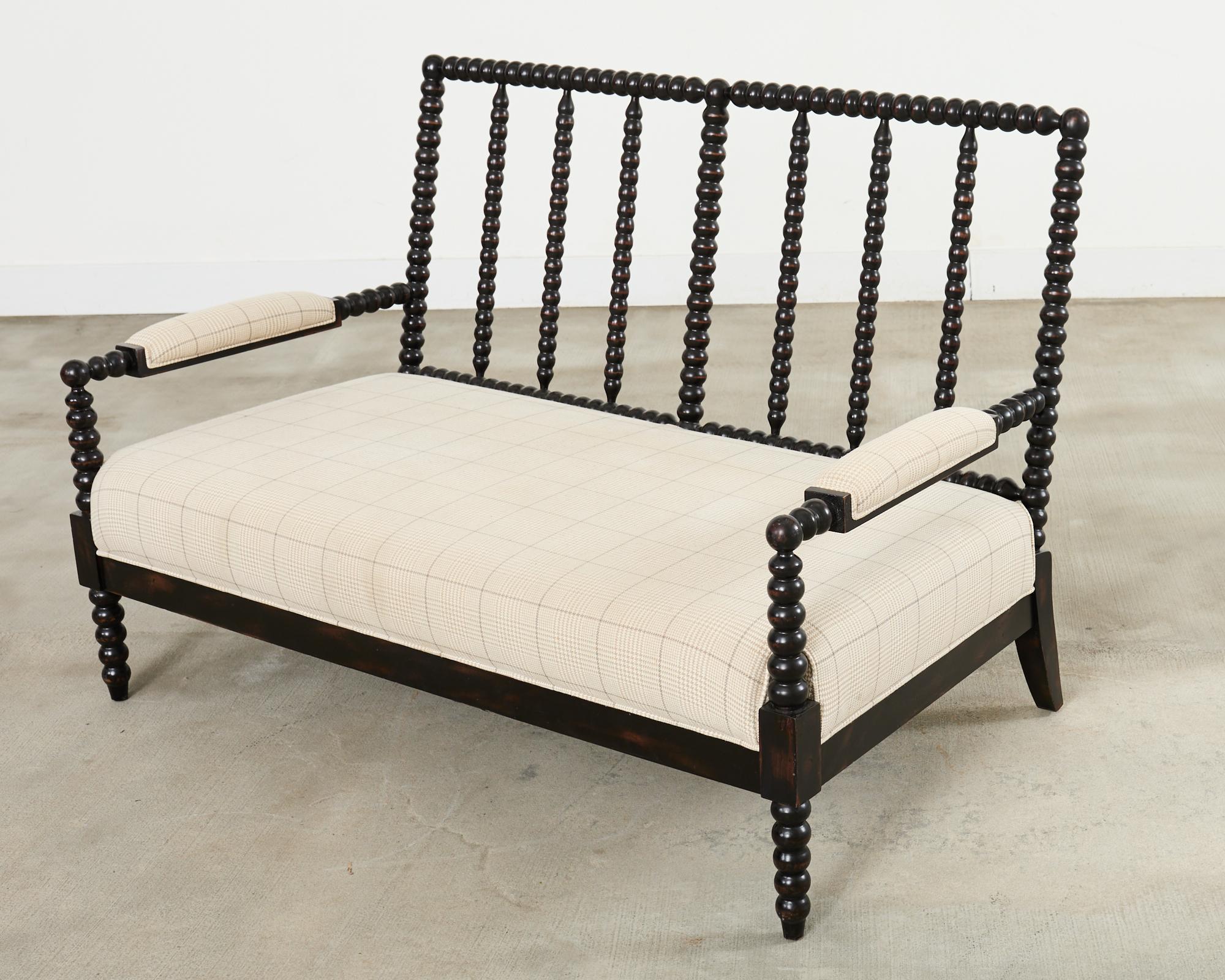 George IV Style Ebonized Bobbin Turned Spool Settee For Sale 11