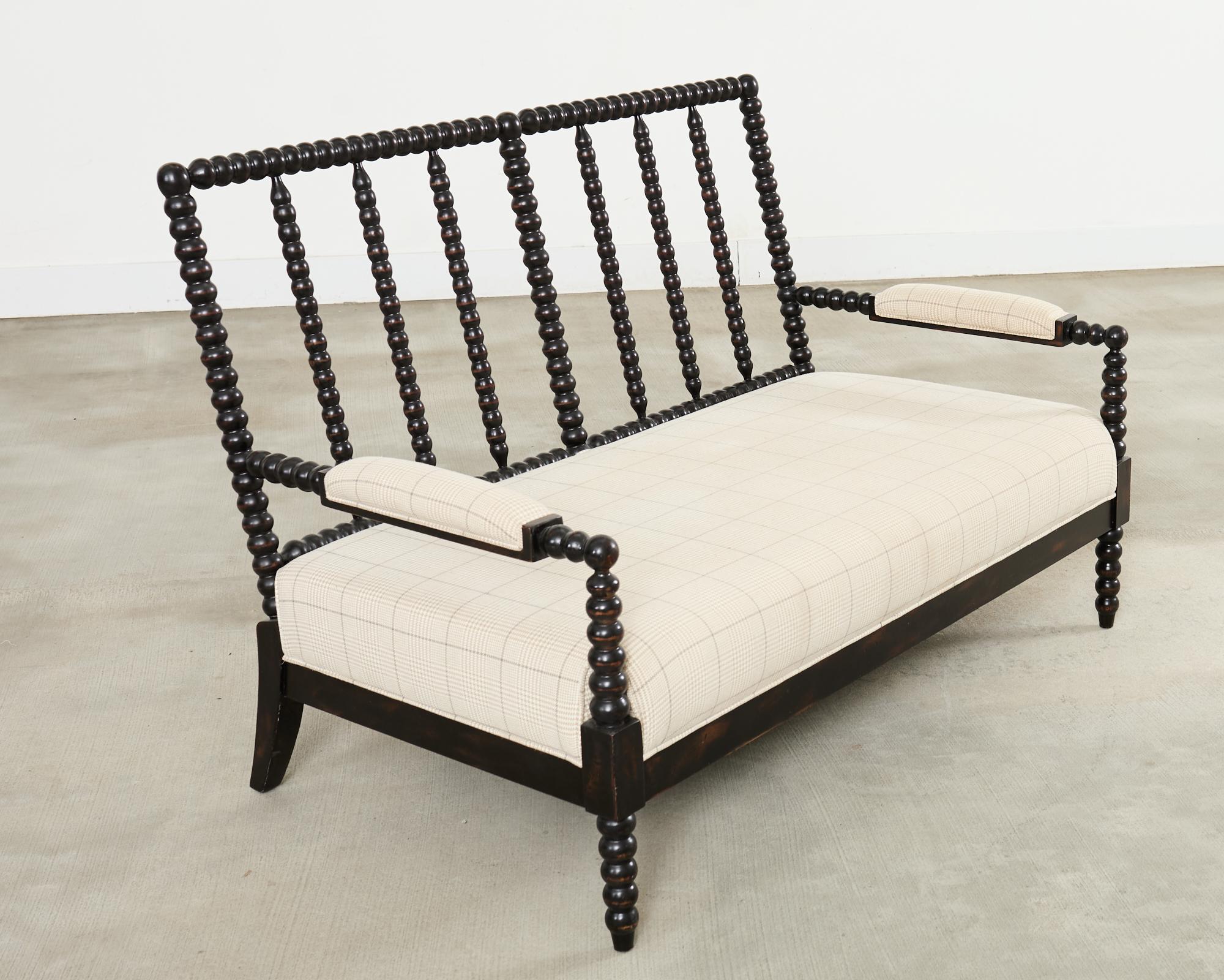 Contemporary George IV Style Ebonized Bobbin Turned Spool Settee For Sale