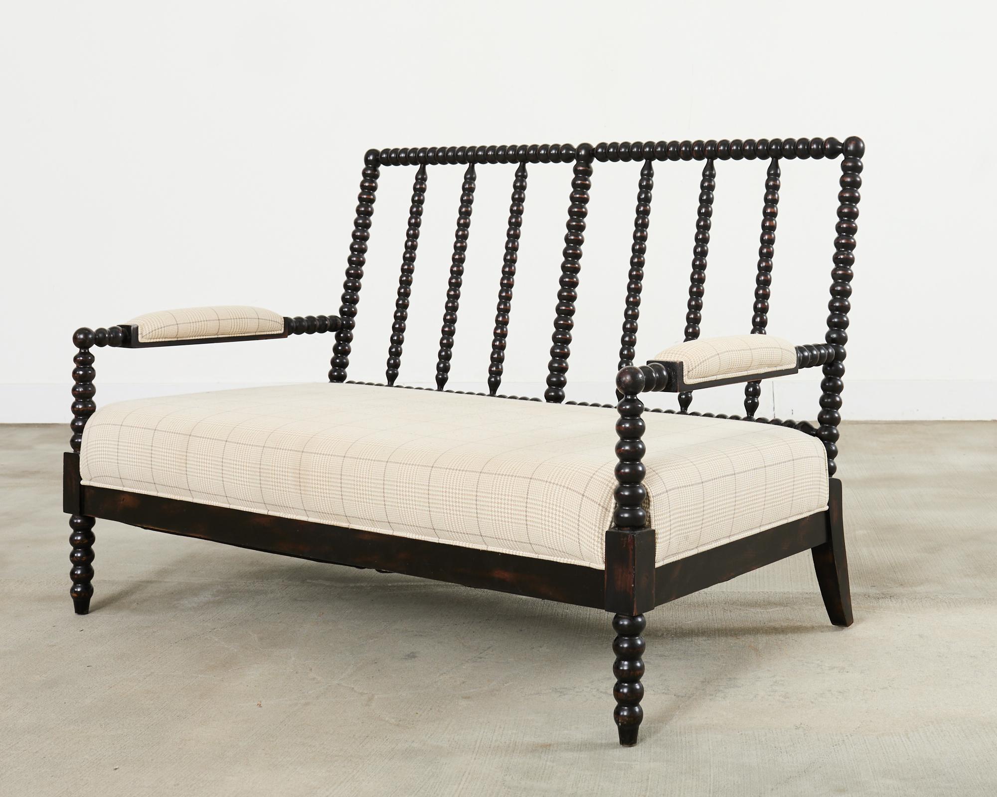 George IV Style Ebonized Bobbin Turned Spool Settee For Sale 1