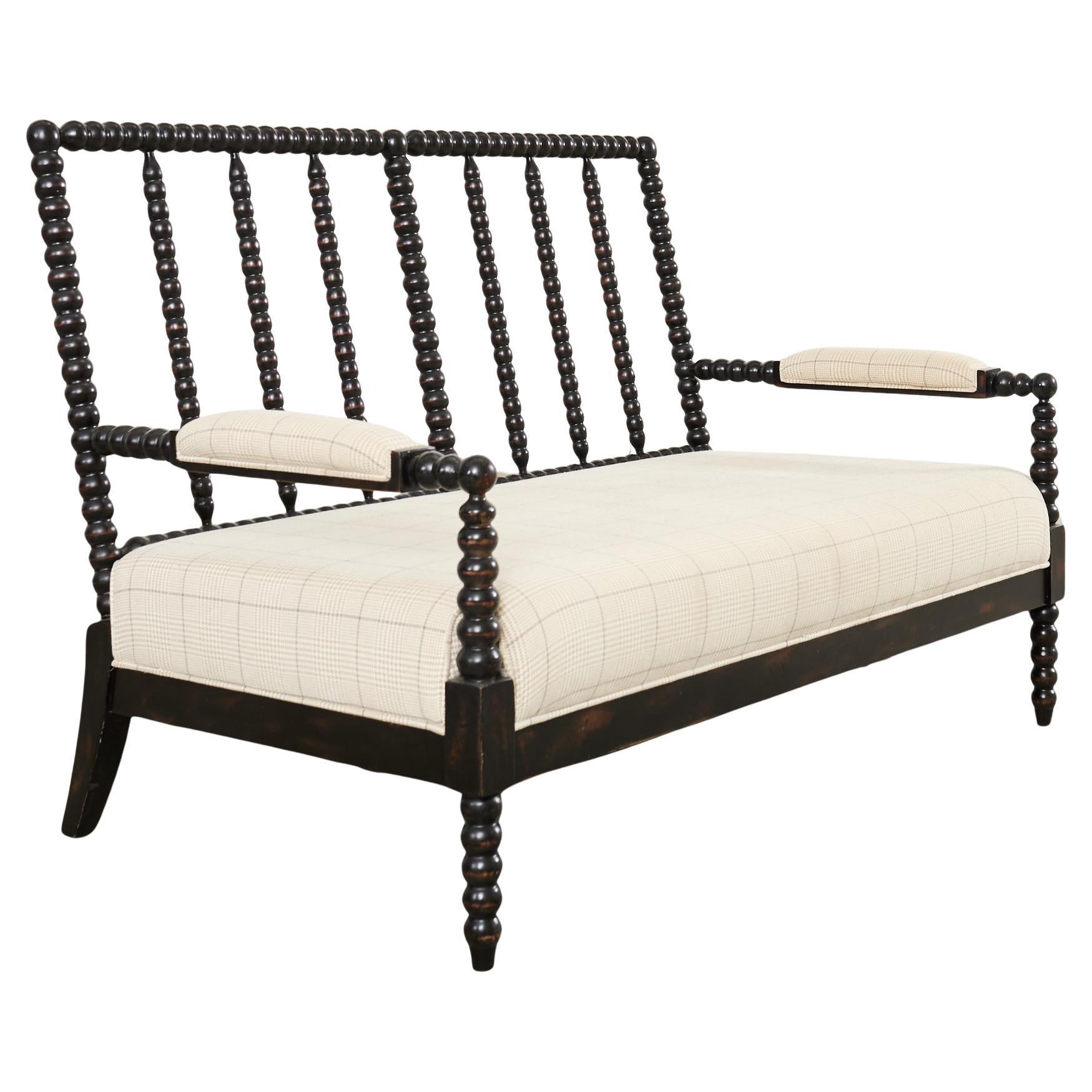 George IV Style Ebonized Bobbin Turned Spool Settee For Sale