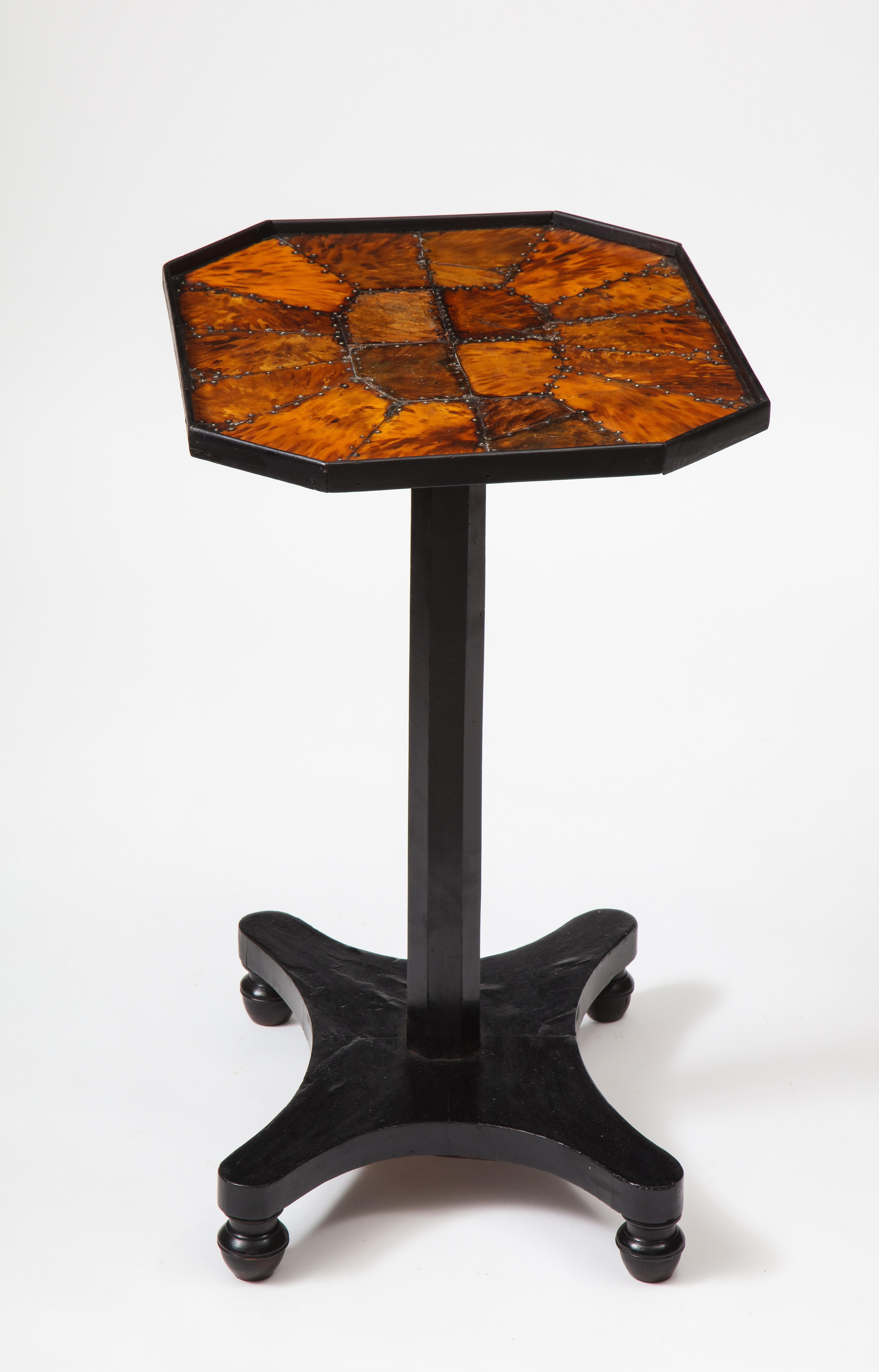 George IV Tortoiseshell and Ebonized Mahogany Tilt-Top Table For Sale 1