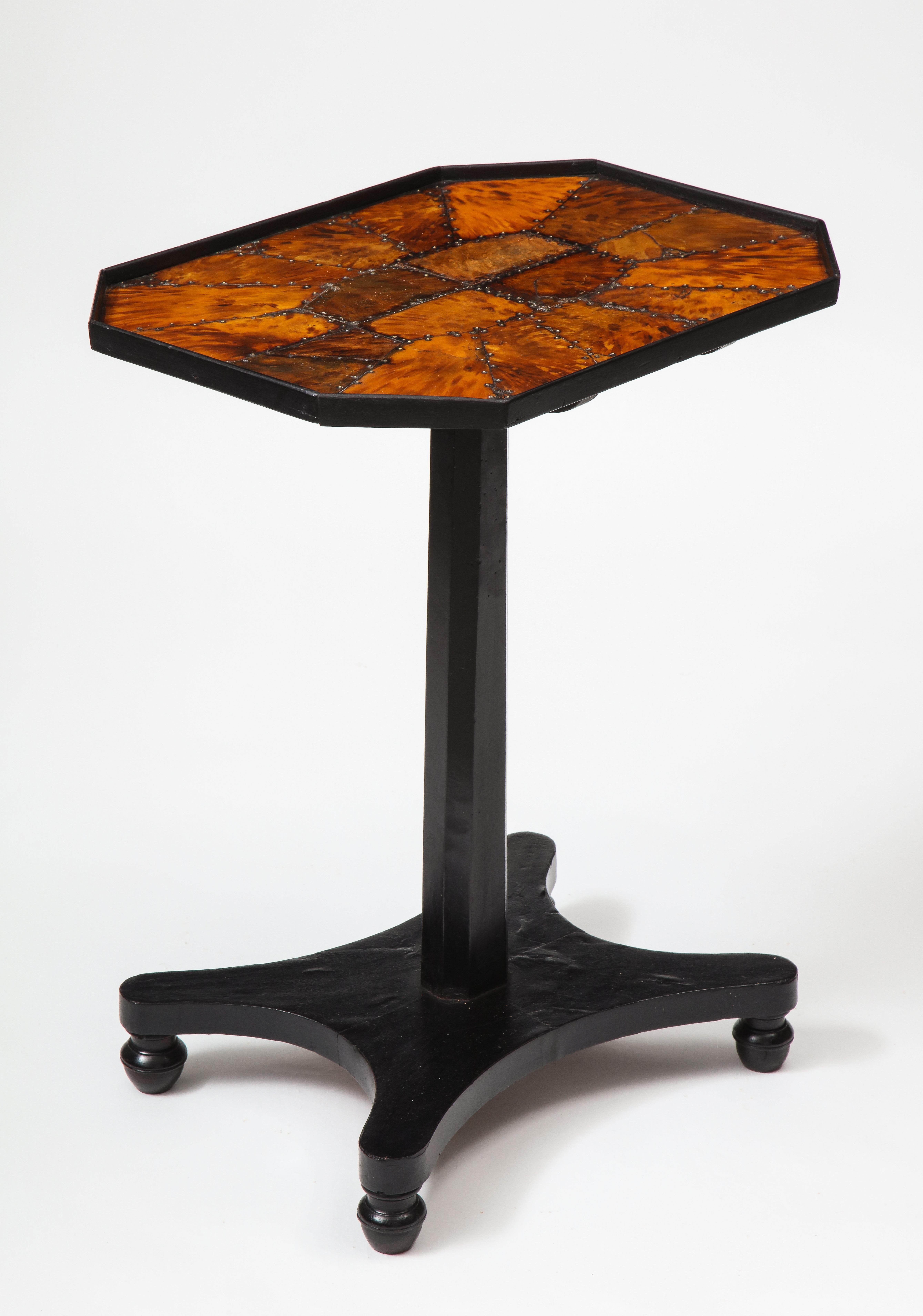 George IV Tortoiseshell and Ebonized Mahogany Tilt-Top Table For Sale 2