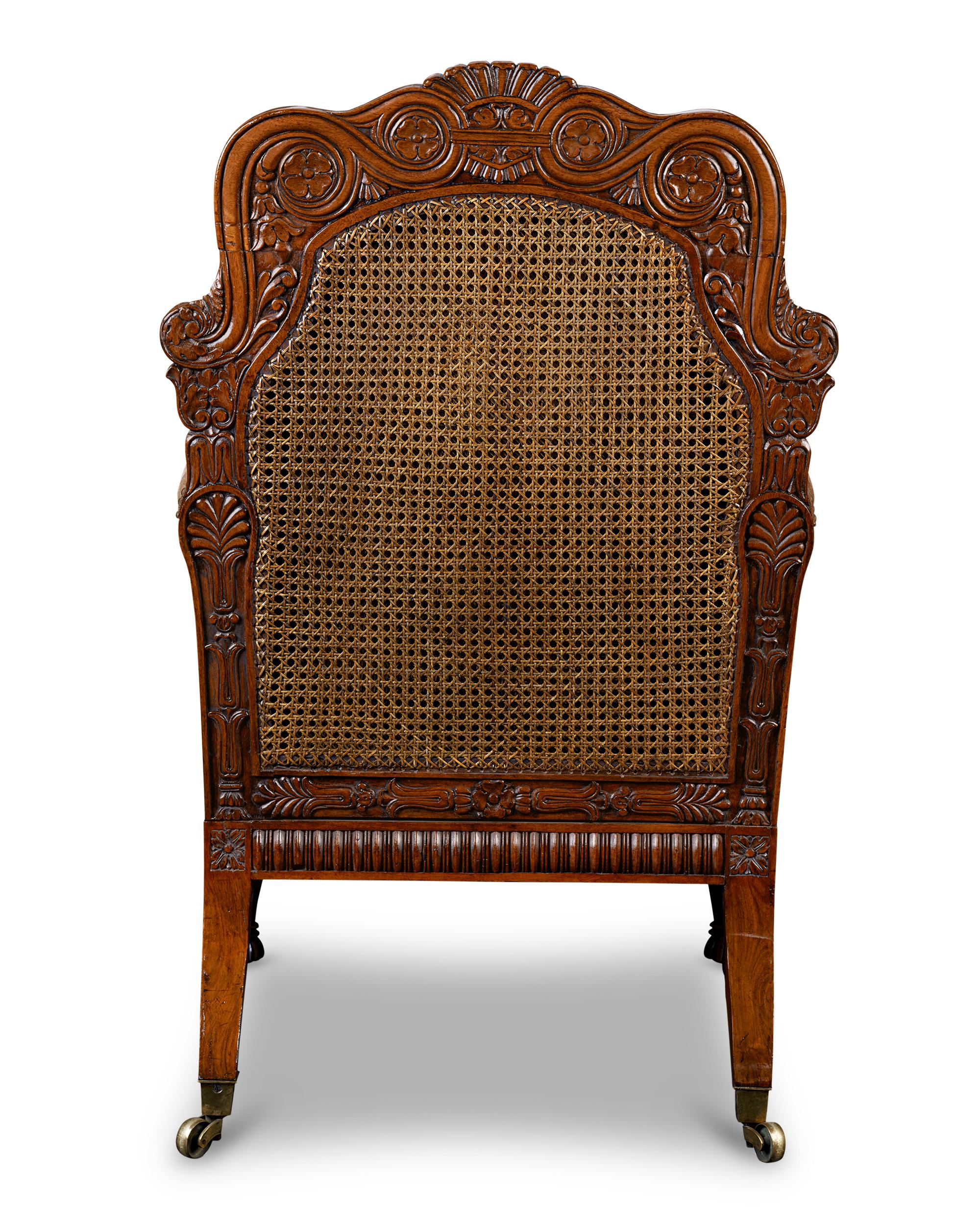 English George IV Walnut Armchair For Sale