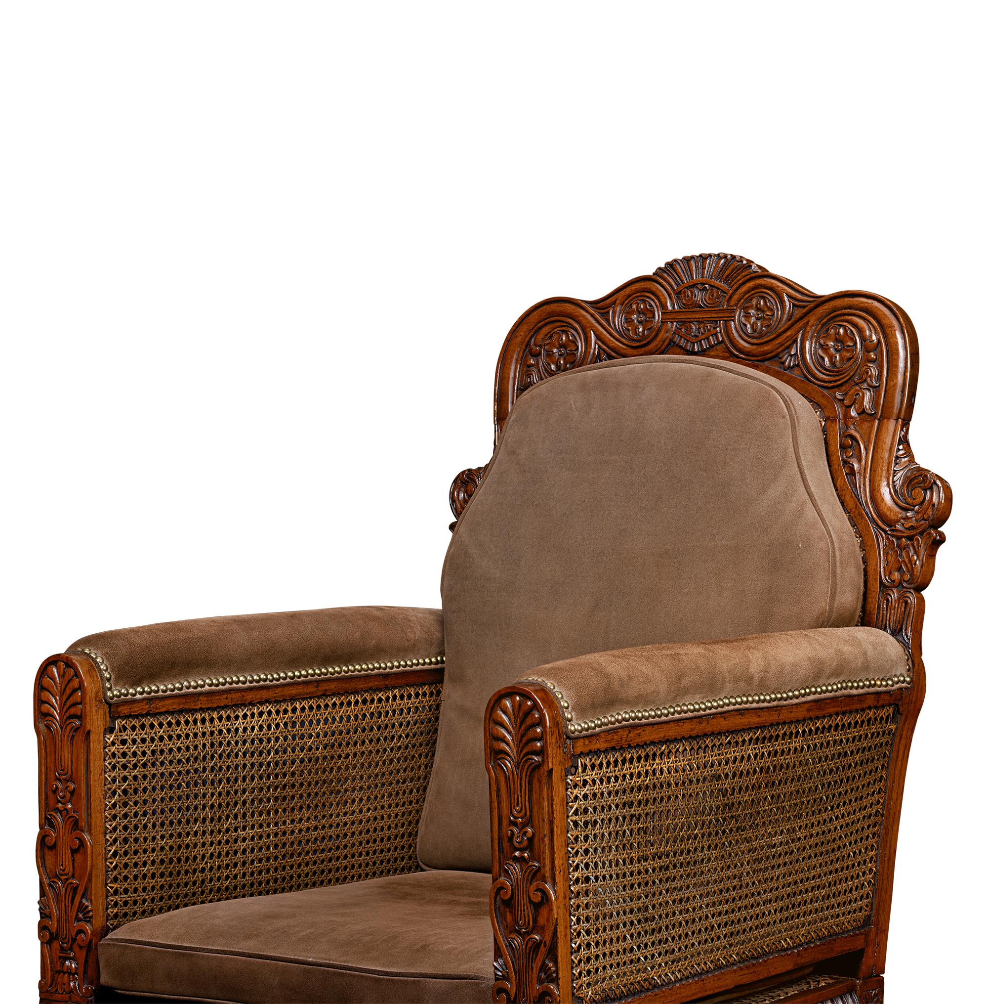 Carved George IV Walnut Armchair For Sale