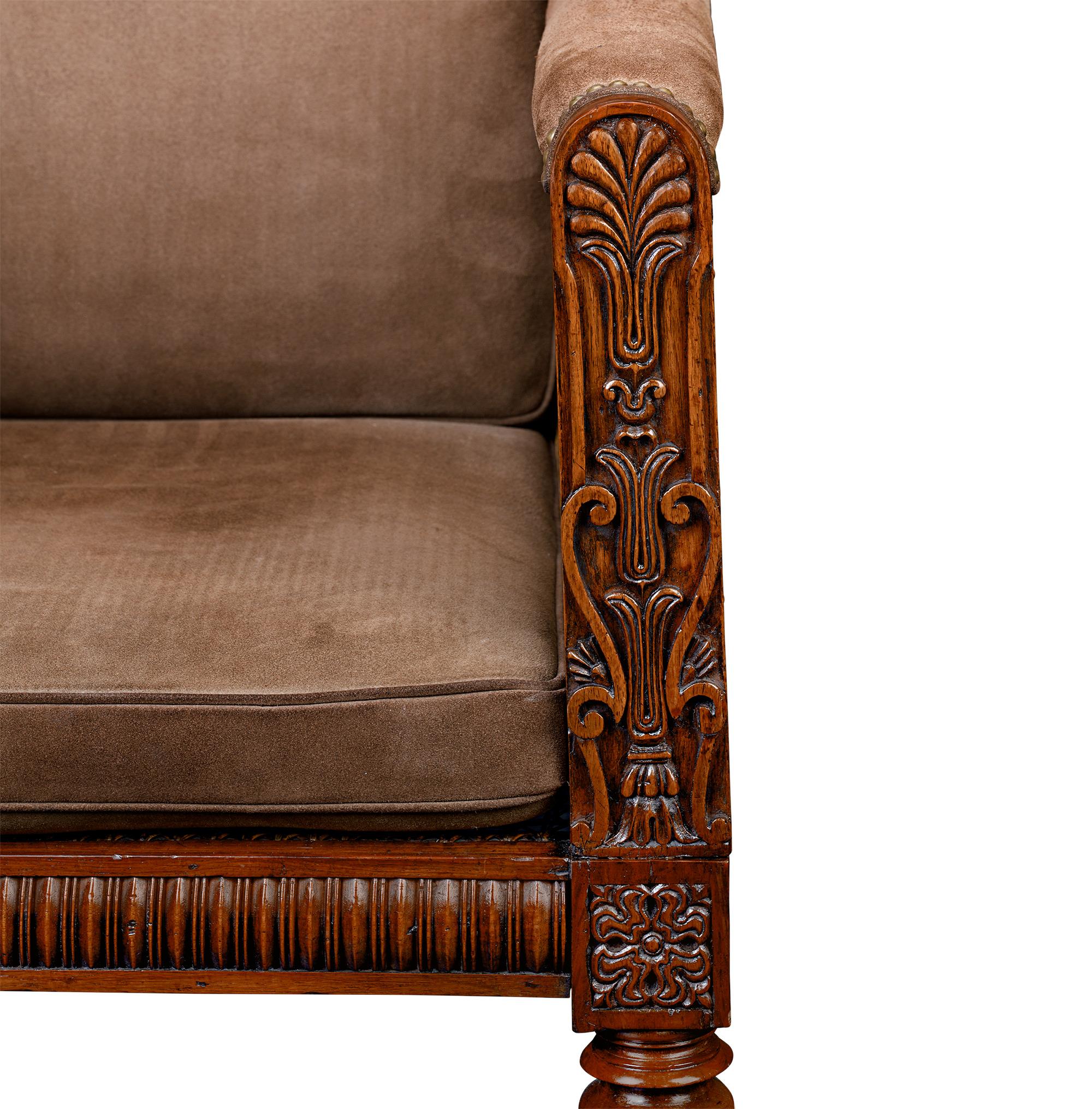 Carved George IV Walnut Armchair For Sale
