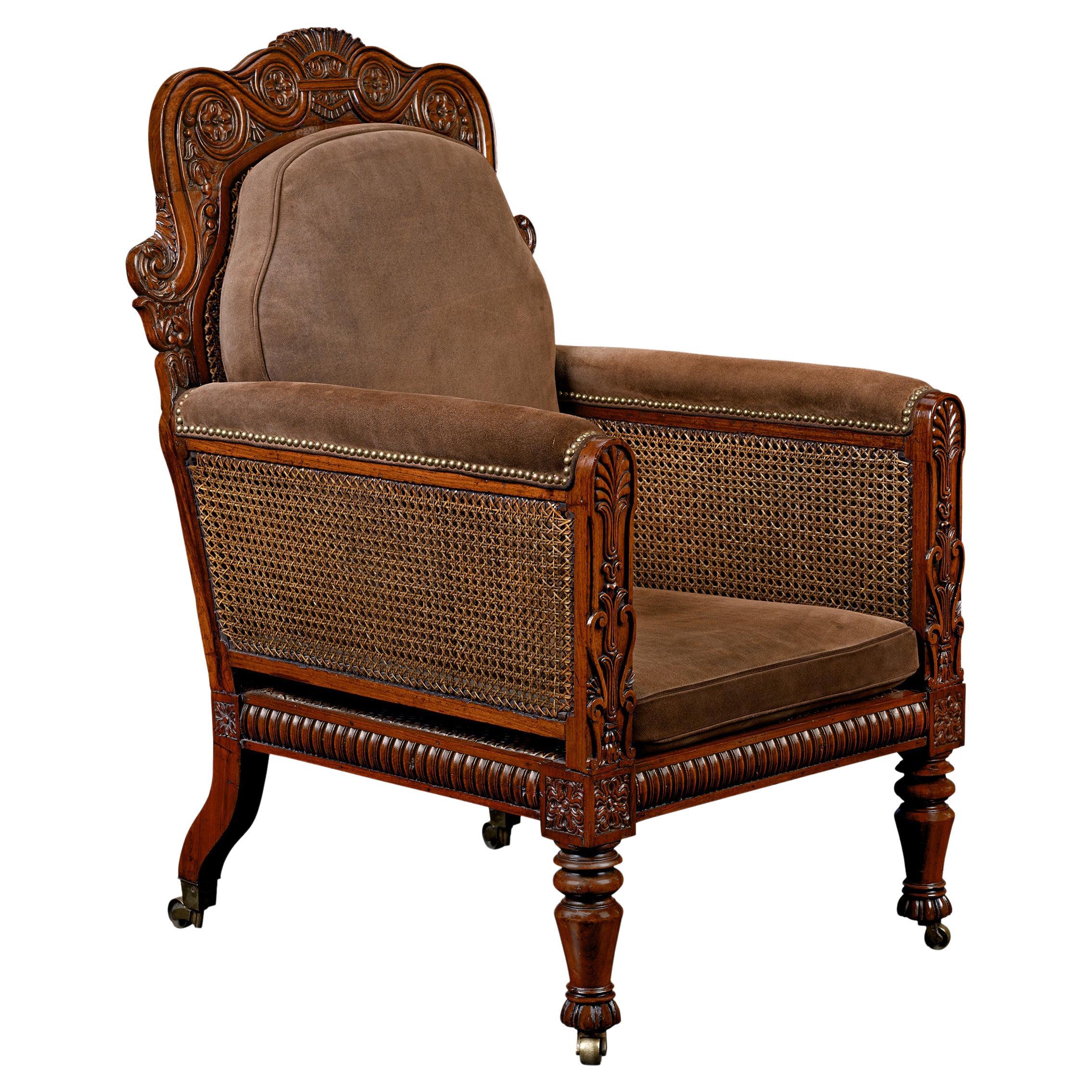 Fauteuil George IV en noyer en vente