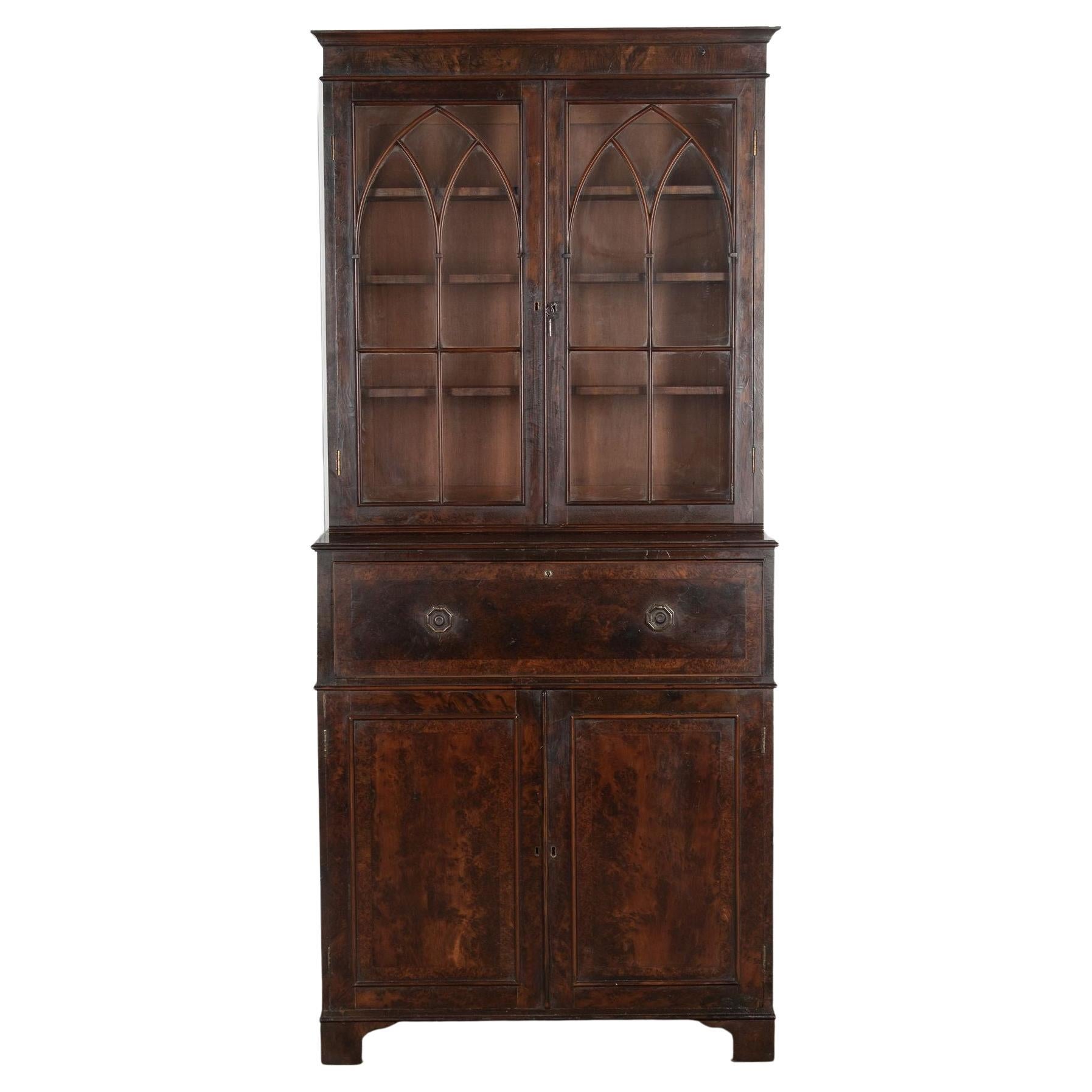 George IV Yew-wood Secretaire Bookcase For Sale
