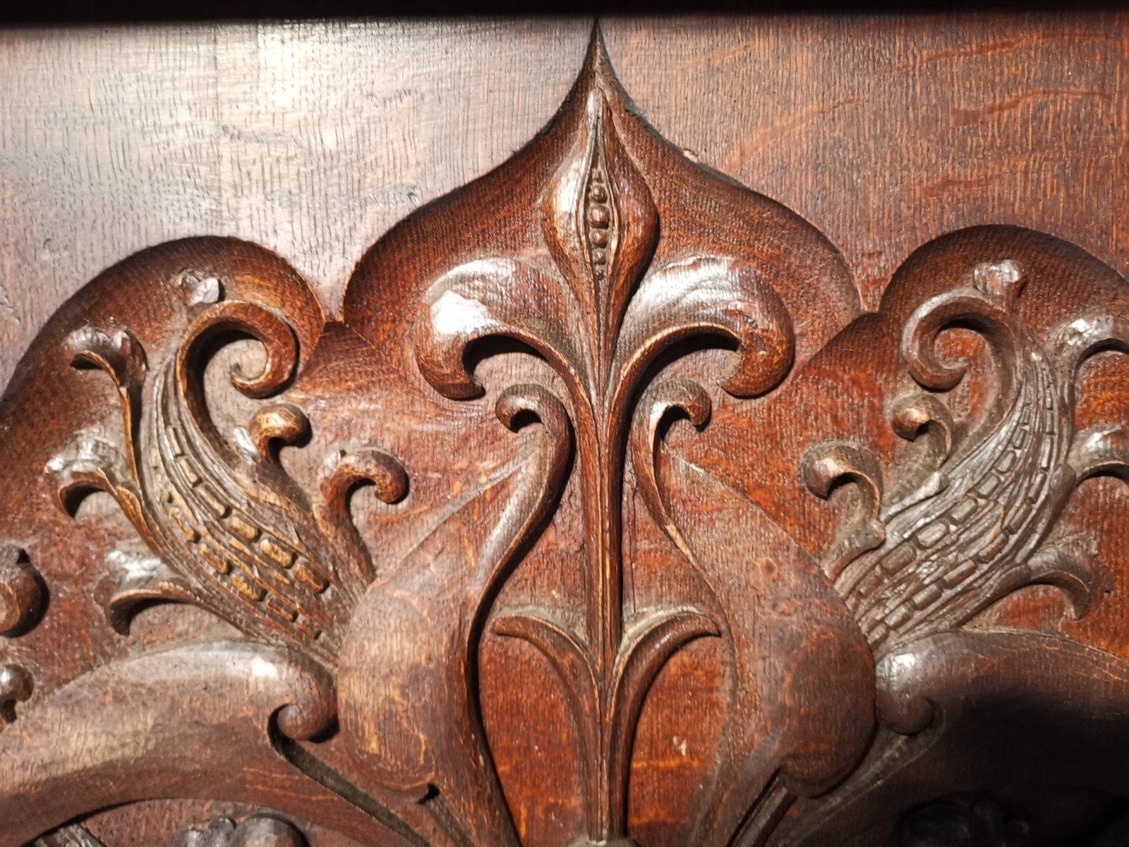 George Jack Morris & Co attr. Arts & Crafts oak carved library table/double desk For Sale 2
