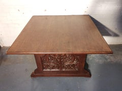 George Jack Morris & Co attr. Arts & Crafts oak carved library table/double desk