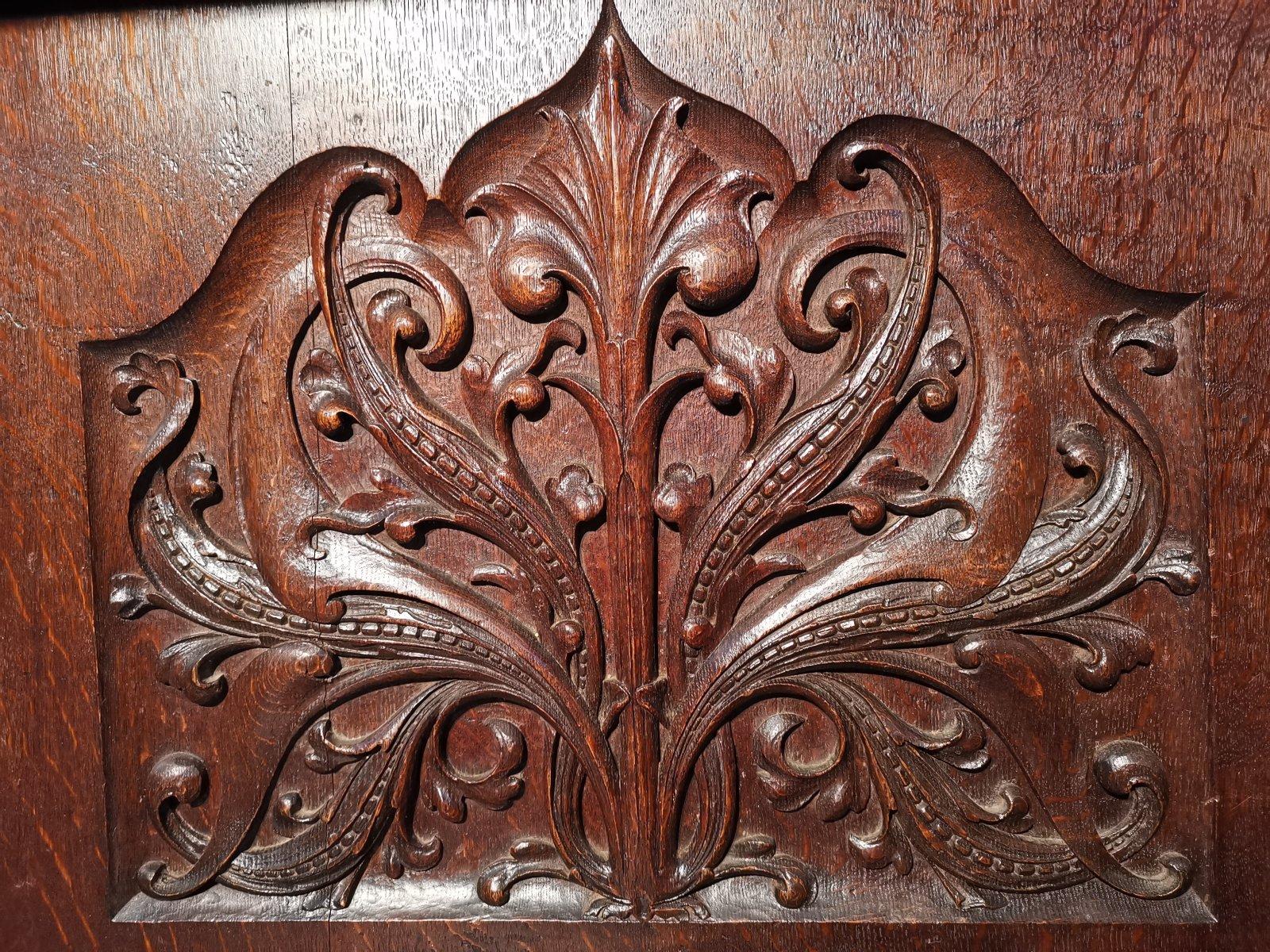 George Jack Morris & Co attr. Arts & Crafts oak carved library table/double desk For Sale 4