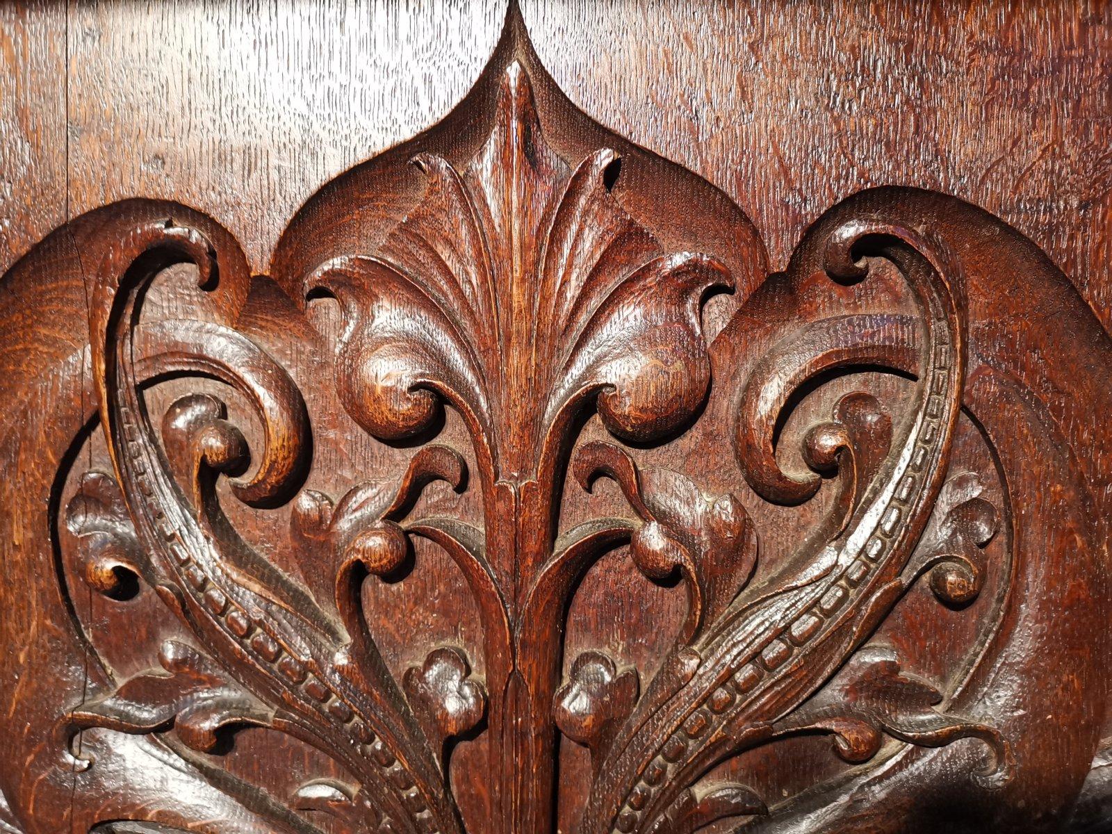 George Jack Morris & Co attr. Arts & Crafts oak carved library table/double desk For Sale 5