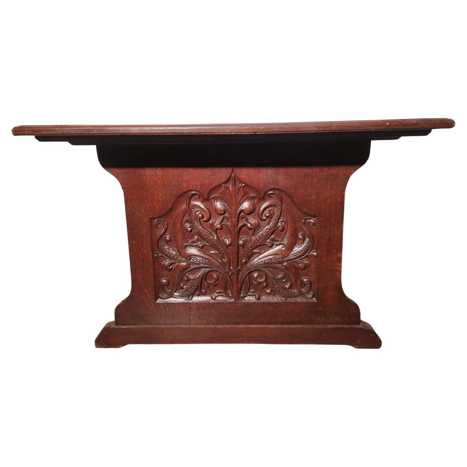 George Jack Morris & Co attr. Table de bibliothèque/double bureau en chêne sculpté Art & Crafts en vente