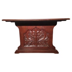 George Jack Morris & Co attr. Arts & Crafts oak carved library table/double desk