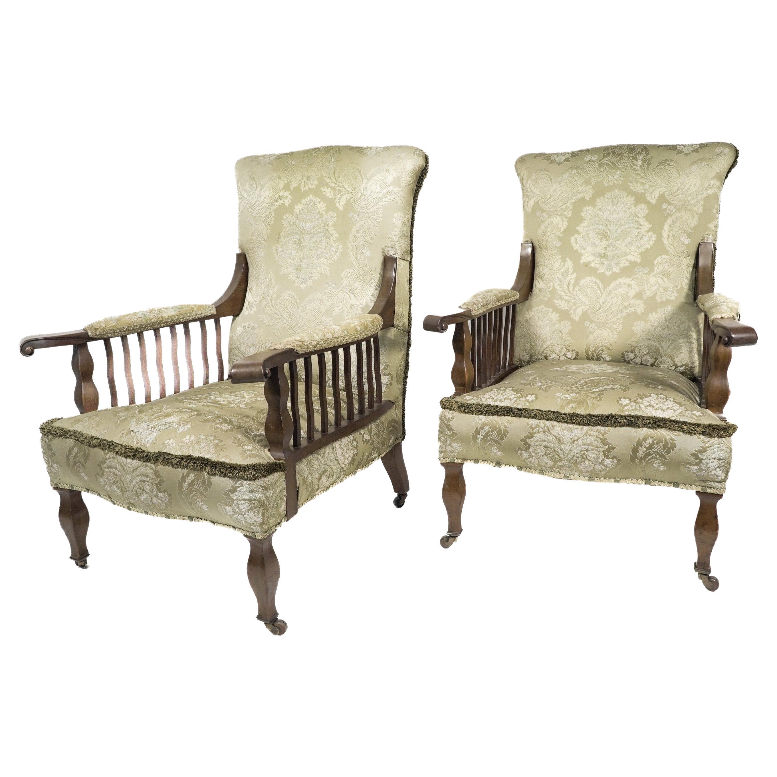 George Jack for Morris and Co. A Pair of Mahogany Saville armchairs For Sale