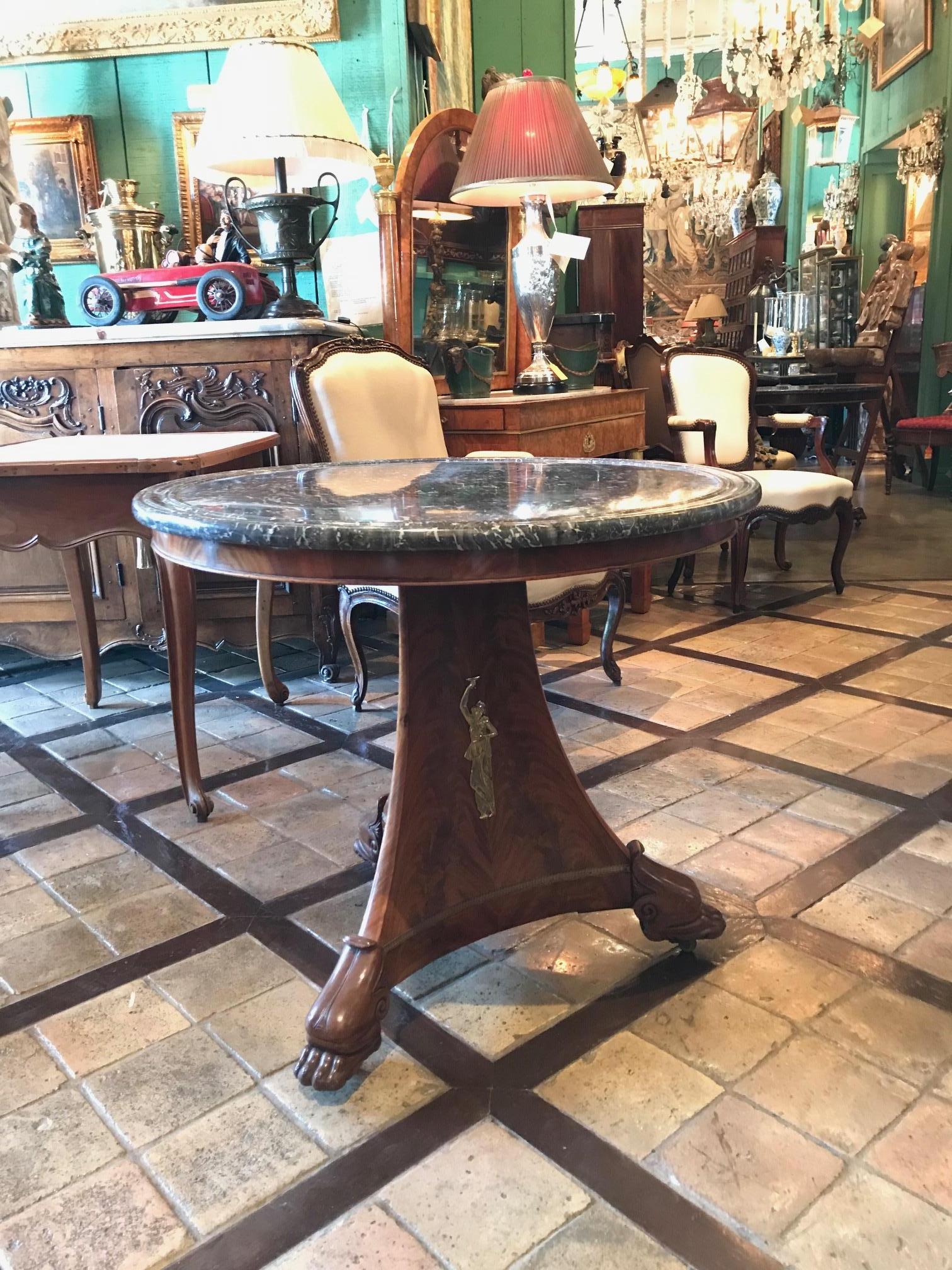 French George Jacob Desmalter Empire Gueridon Round center Table Estampille 19th C. LA For Sale