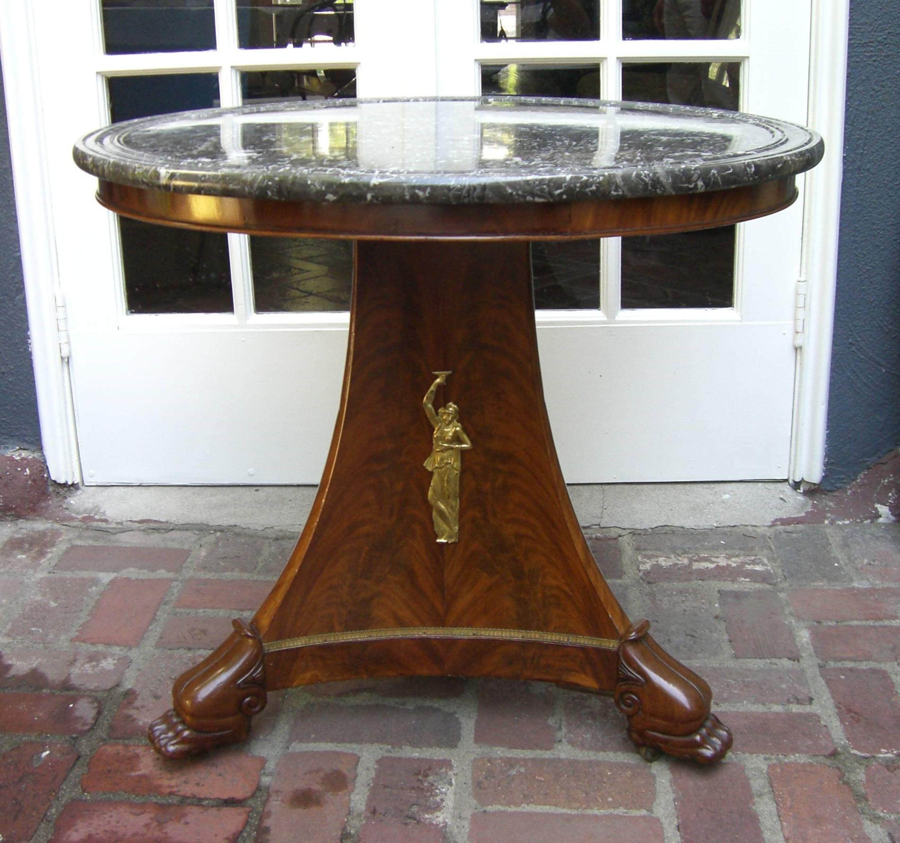 French George Jacob Desmalter Empire Gueridon Round center Table Estampille 19th C. LA For Sale