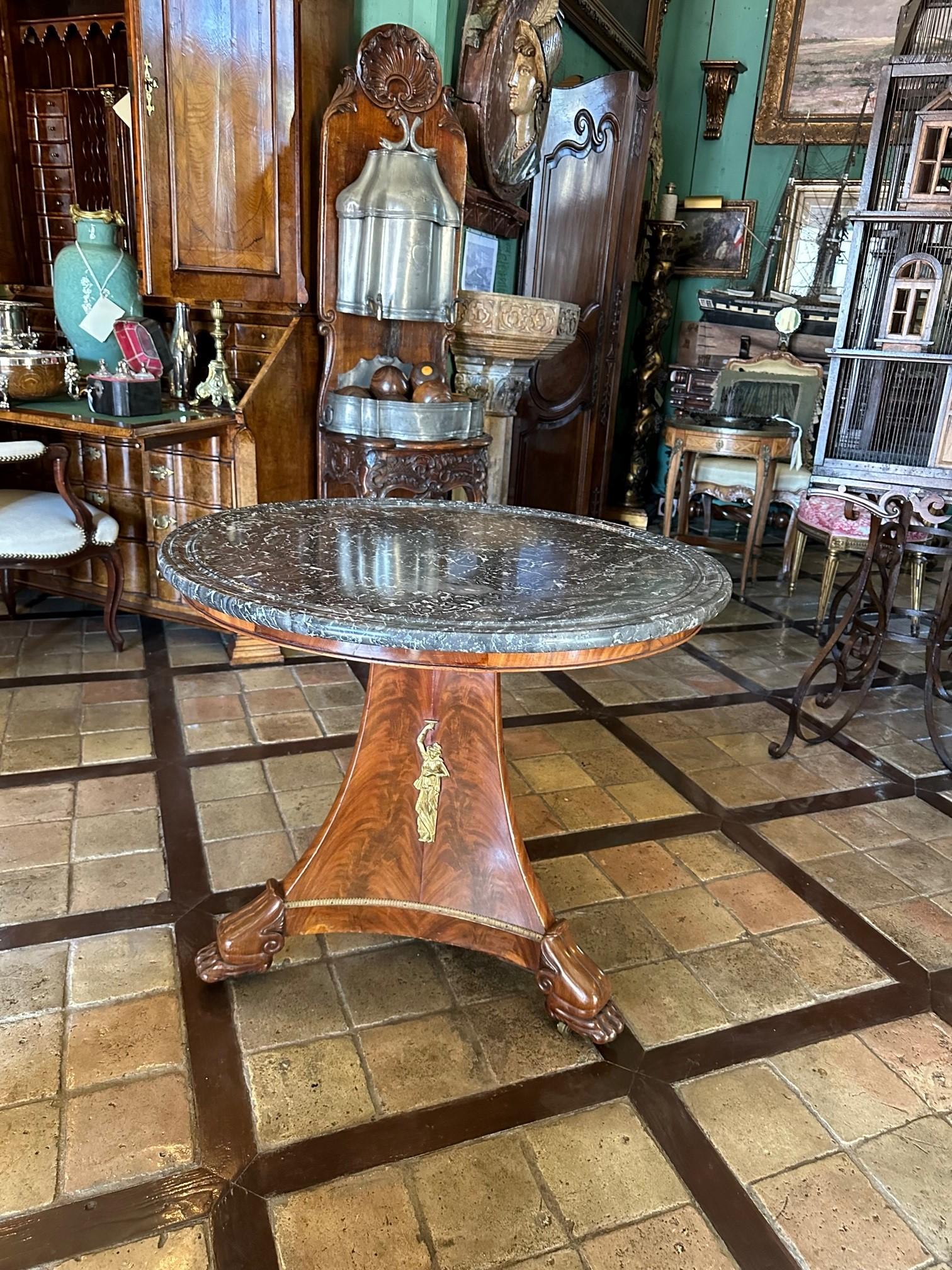 Hand-Crafted George Jacob Desmalter Empire Gueridon Round center Table Estampille 19th C. LA For Sale