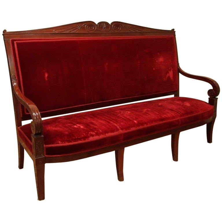 Jacob Style Directoire Period Mahogany Sofa Settee Red Velvet