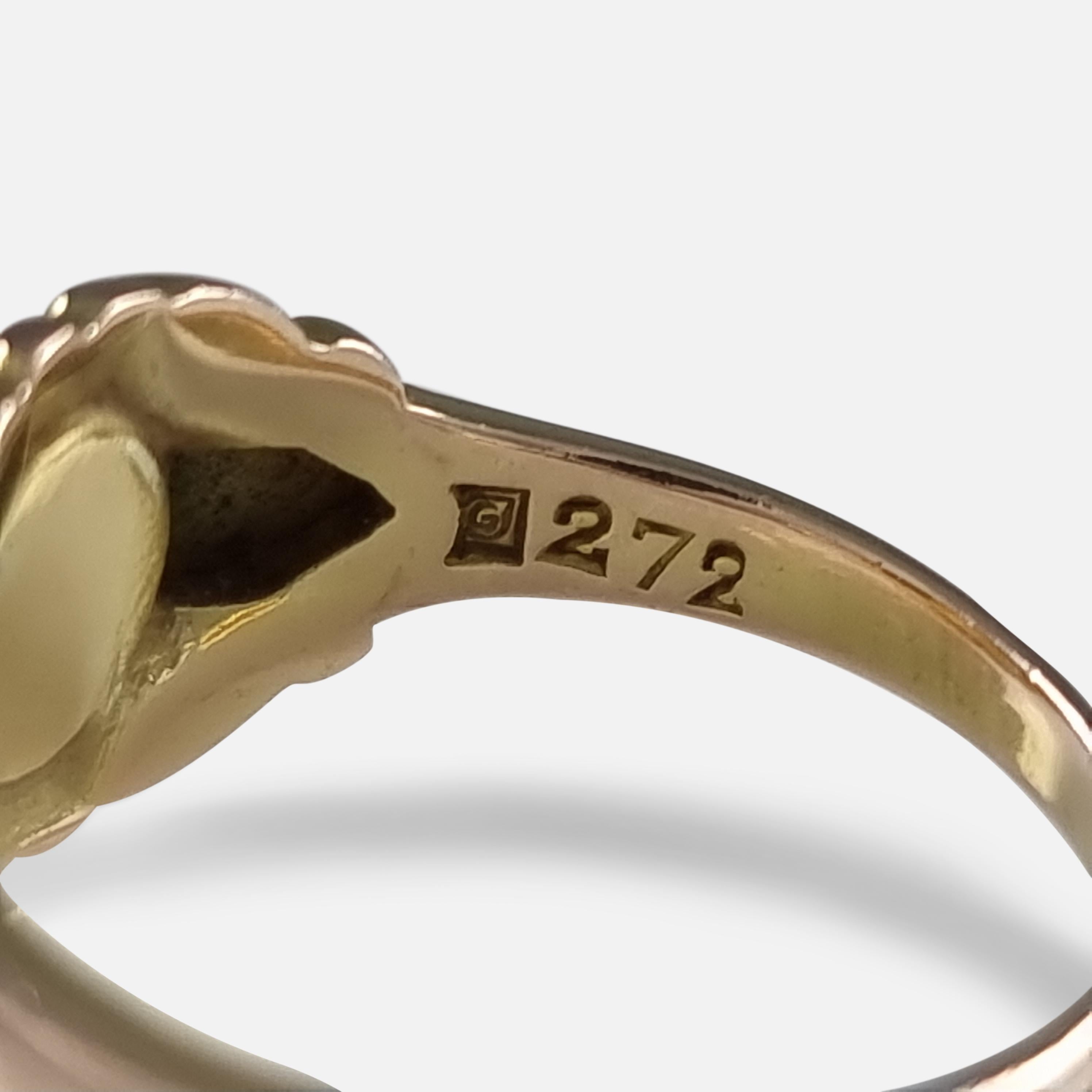 Georg Jensen 14ct Yellow Gold Pearl Ring, No. 272 For Sale 4