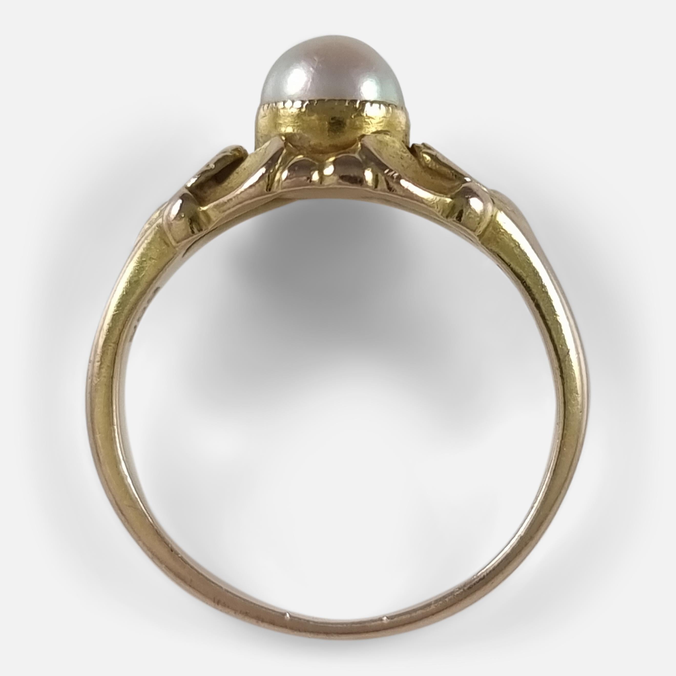 Women's or Men's Georg Jensen 14ct Yellow Gold Pearl Ring, No. 272 For Sale