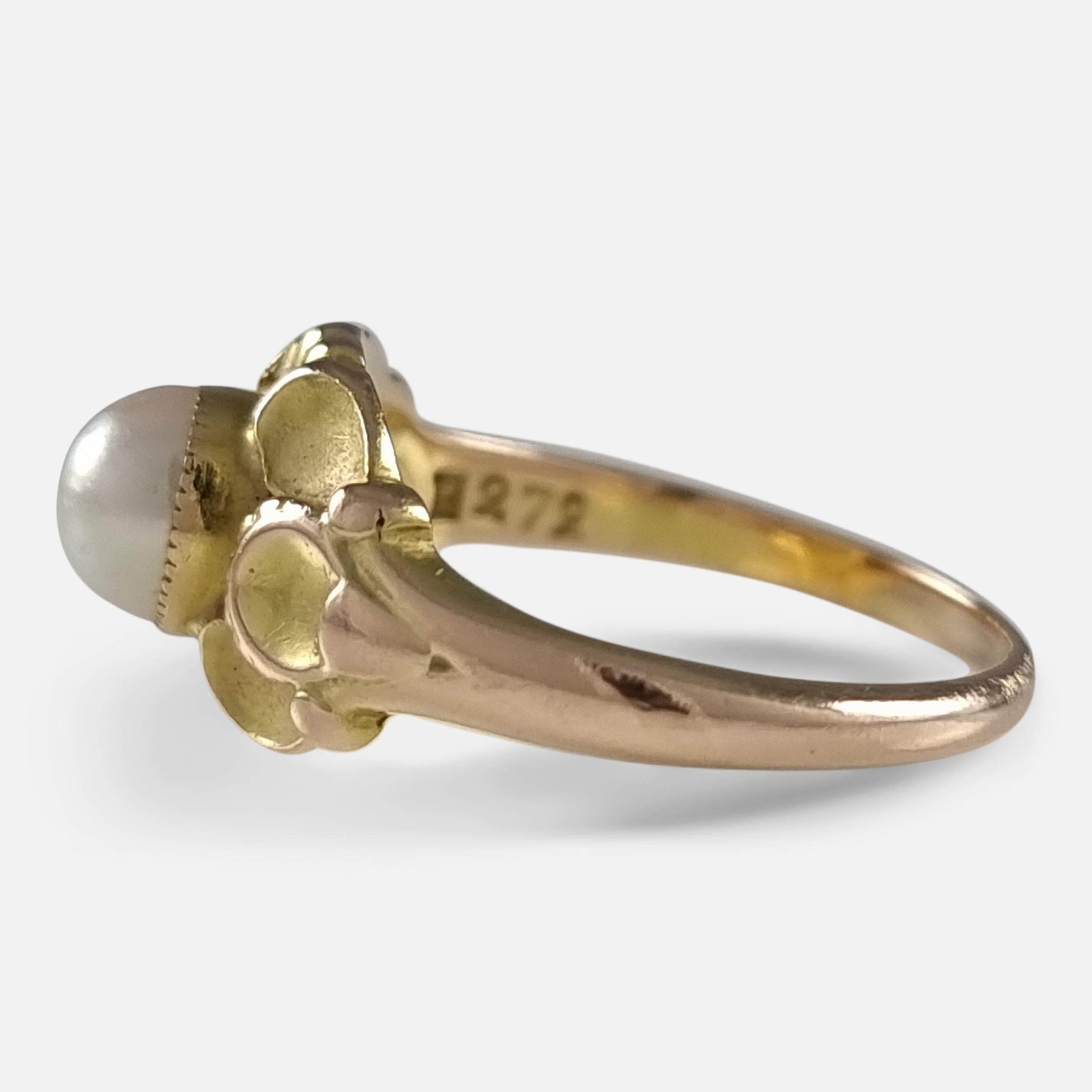 Georg Jensen 14ct Yellow Gold Pearl Ring, No. 272 For Sale 1