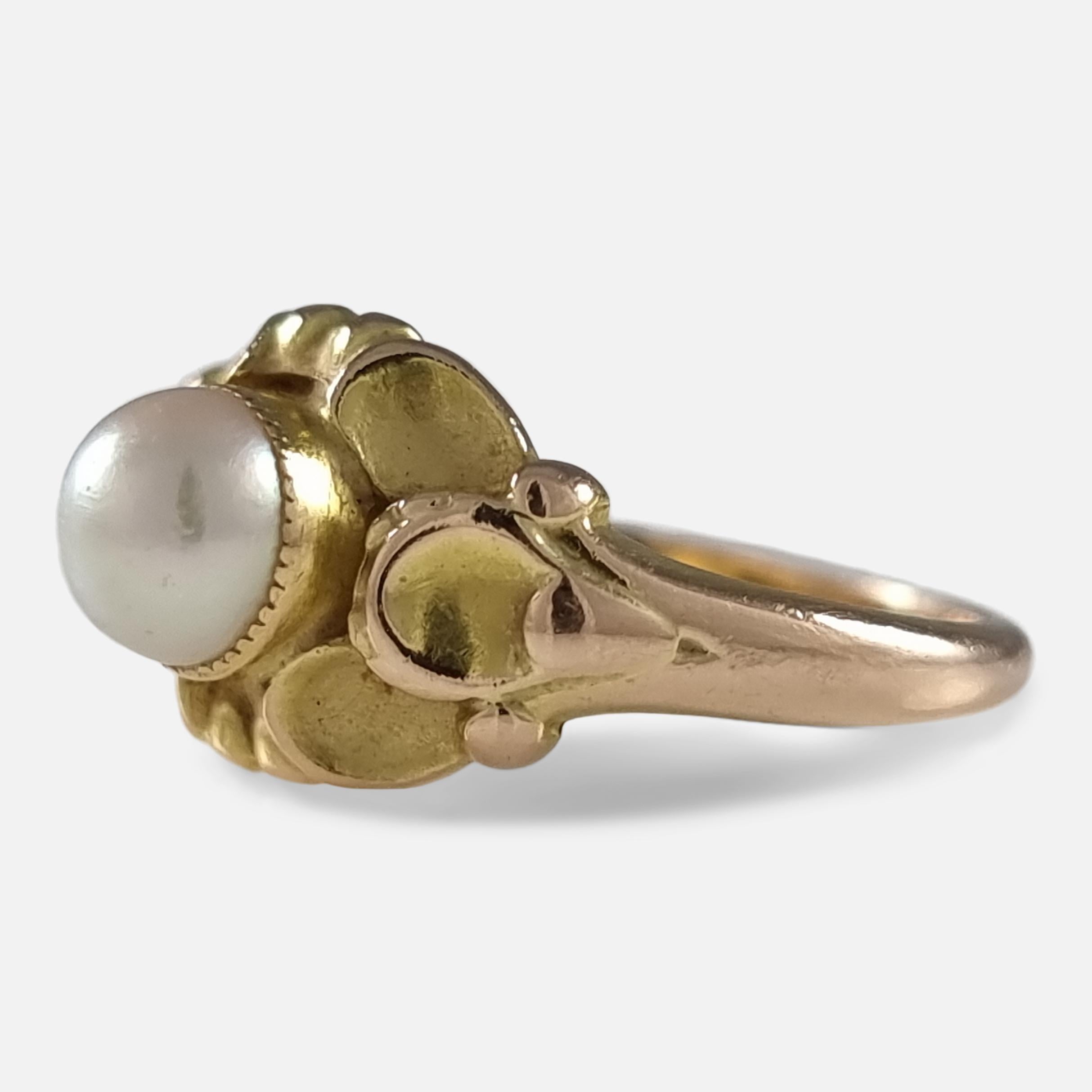 Georg Jensen 14ct Yellow Gold Pearl Ring, No. 272 For Sale 2