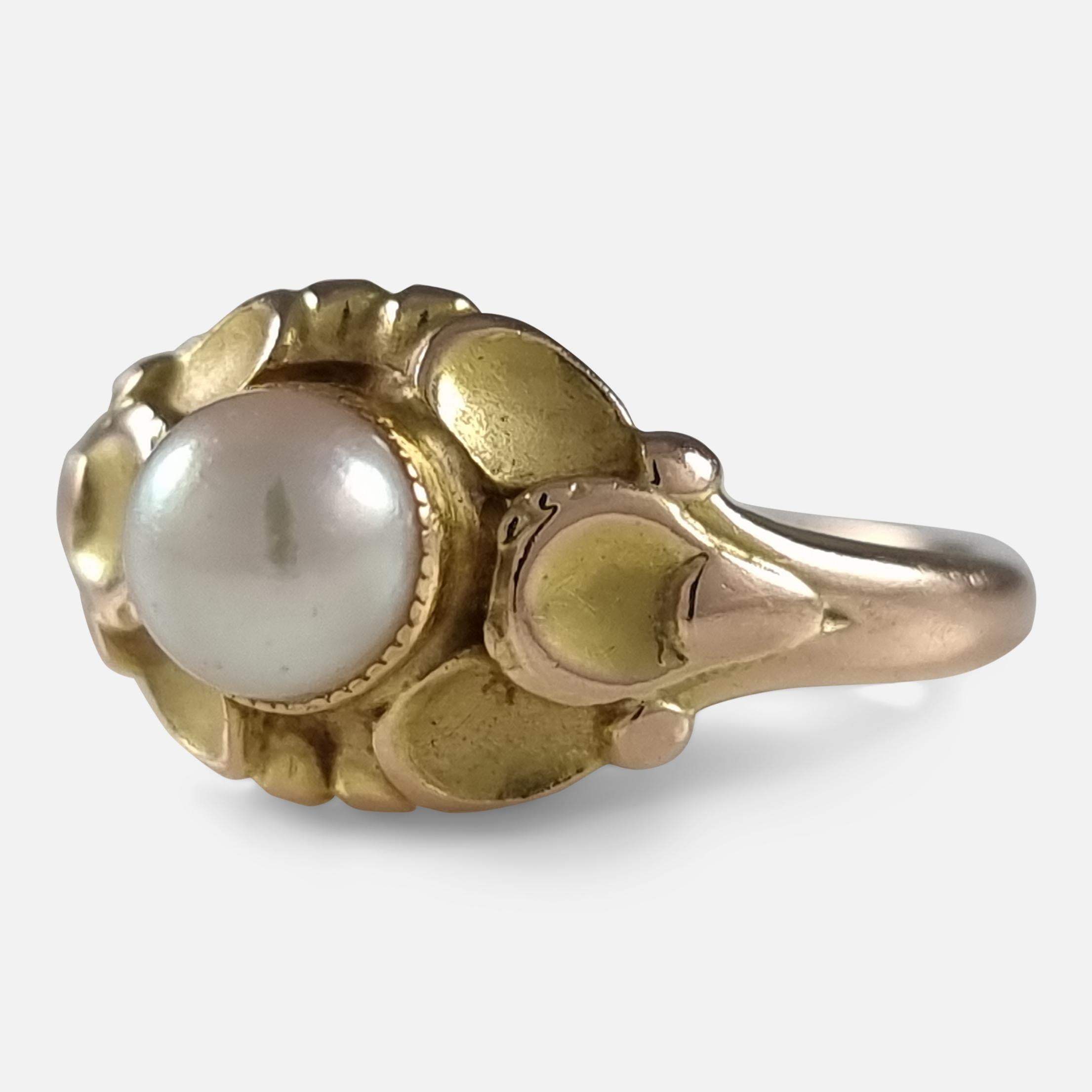 Georg Jensen 14ct Yellow Gold Pearl Ring, No. 272 For Sale 3