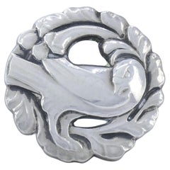 Georg Jensen 830 Silver Bird Brooch, Art Nouveau, Denmark, Circa 1915