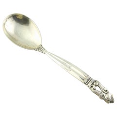 George Jensen Denmark Acorn Sterling Silver Curved Handle Jam Spoon